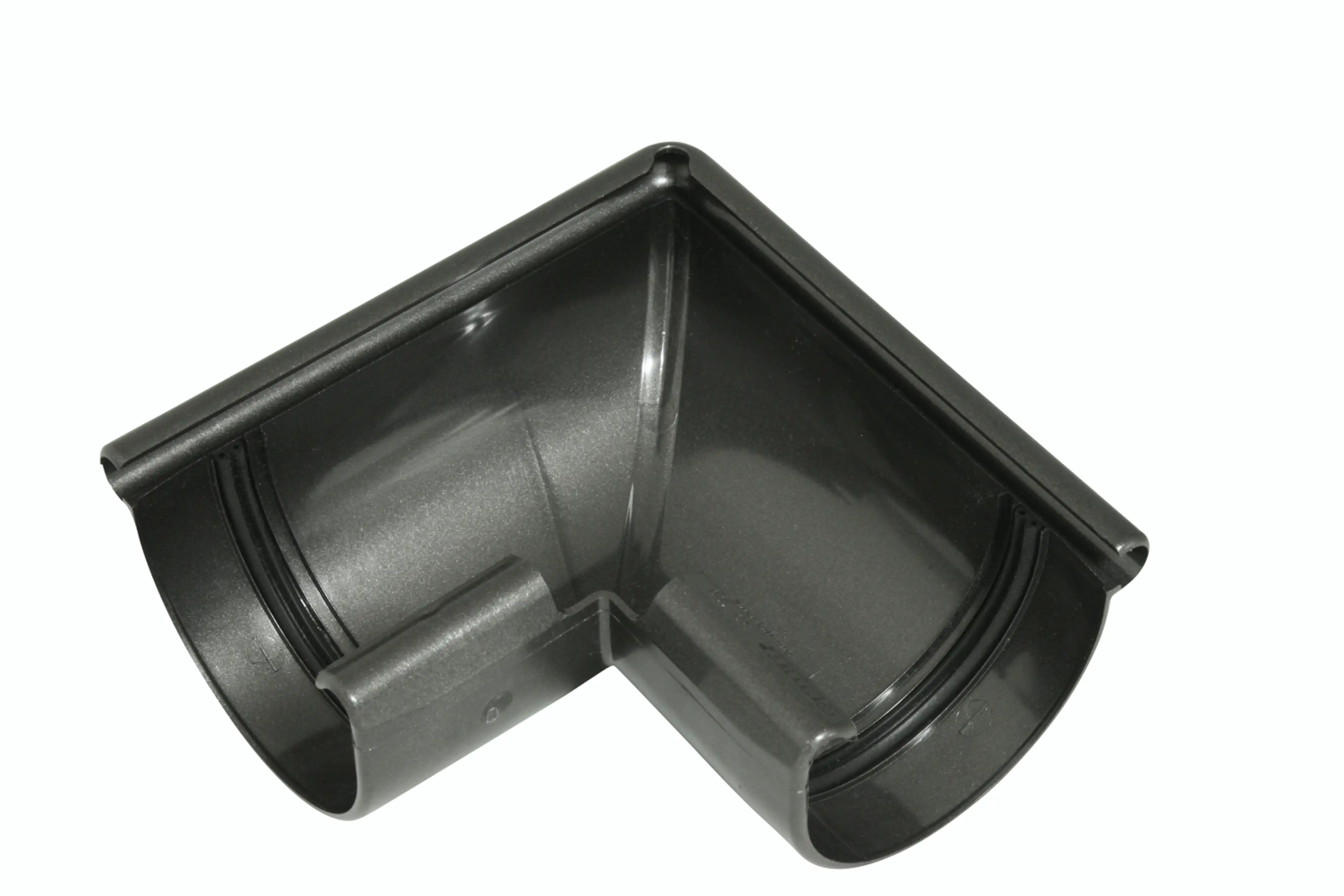 Marley Rinnenwinkel Halbrund, RG 75, anthrazit-metallic, außen Marley Rinnenwinkel Halbrund, RG 75, anthrazit-metallic, außen