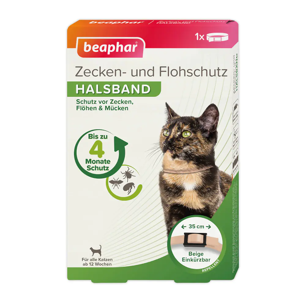 Beaphar Zecken- und Floh-Halsband für Katzen beige 35 cm