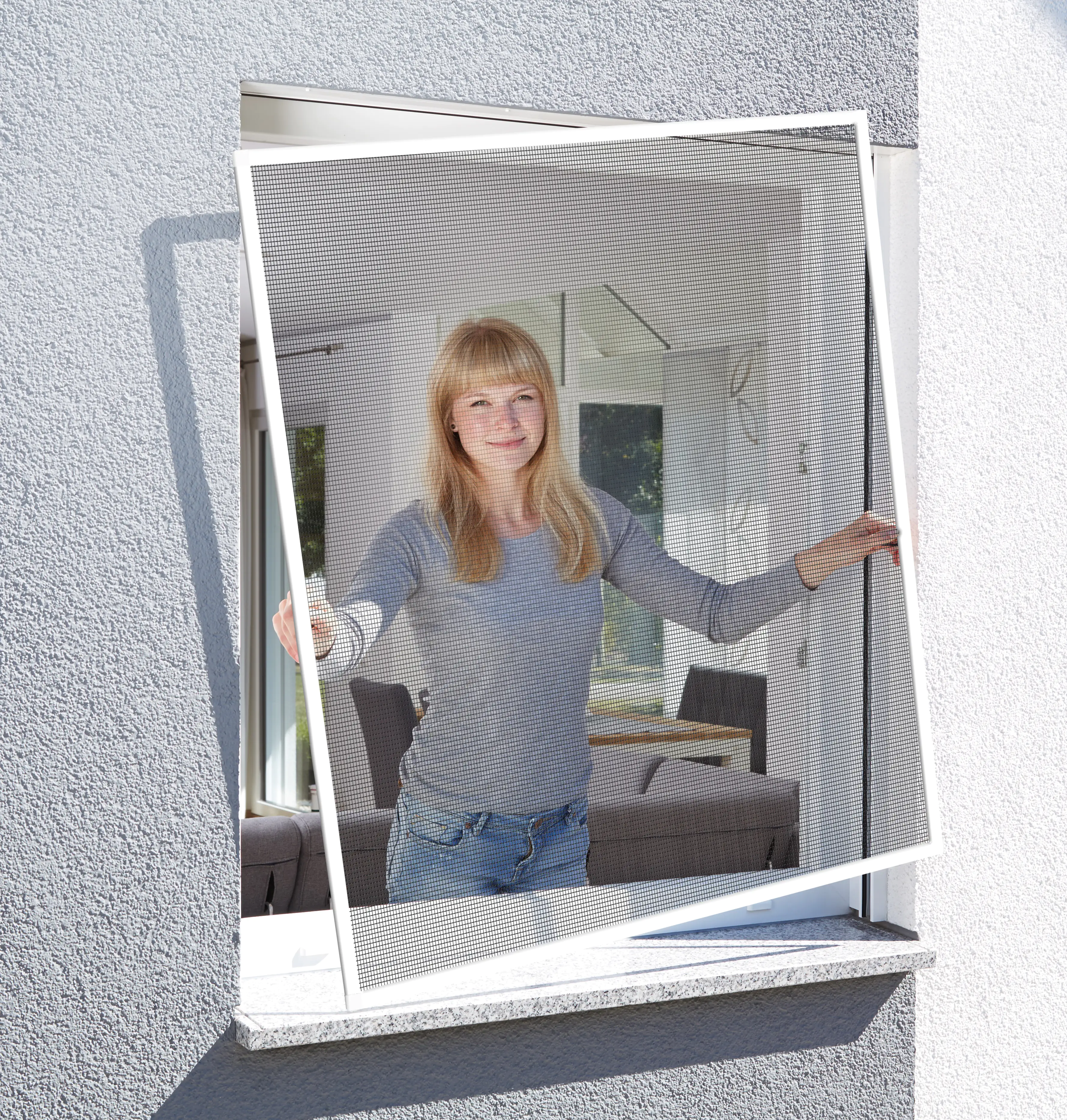 Schellenberg Fliegenschutz-Fenster ACTION 100 x 120 cm anthrazit/weiß kürzbar