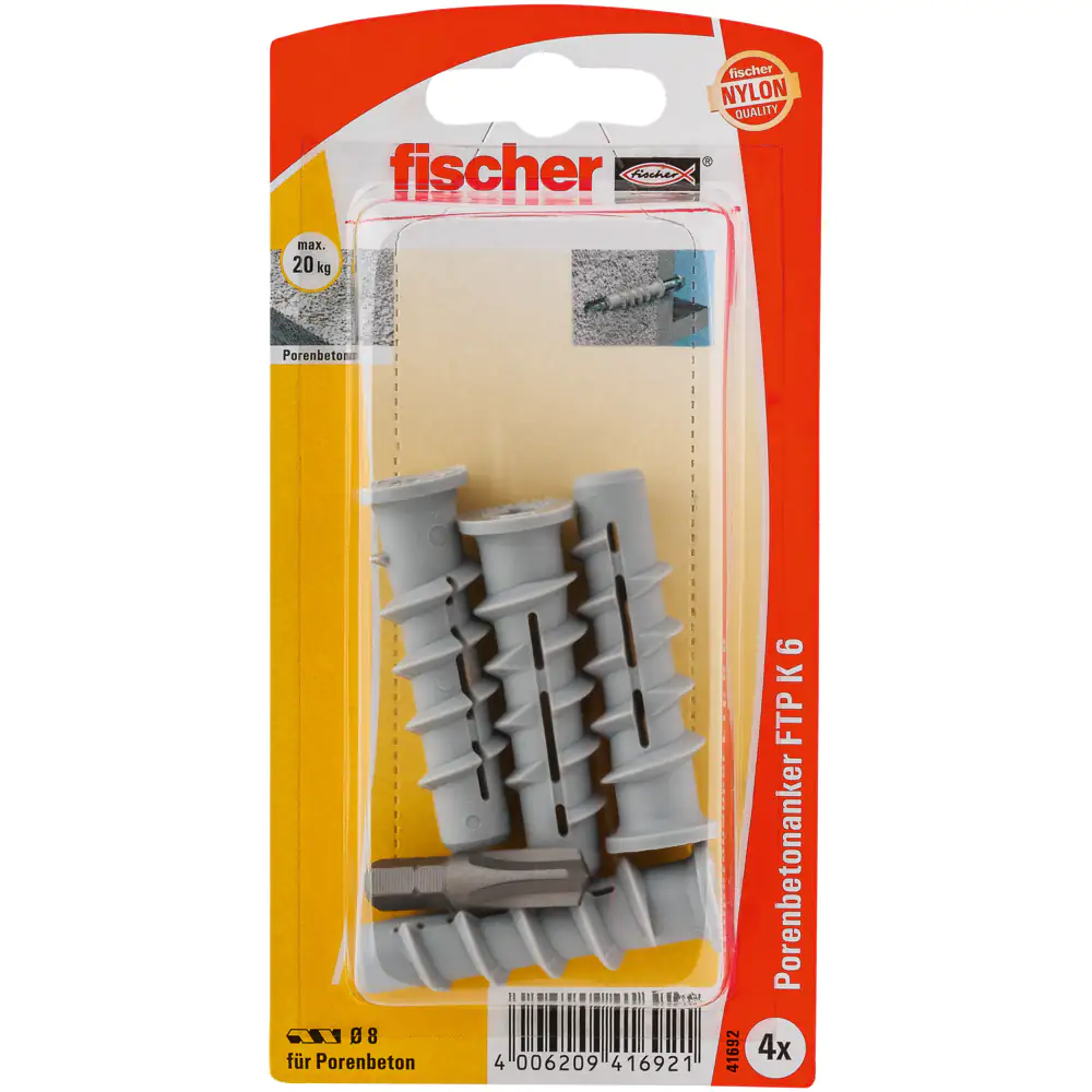 Fischer Porenbetondübel FTP 8.0 x 50 mm - 4 Stück