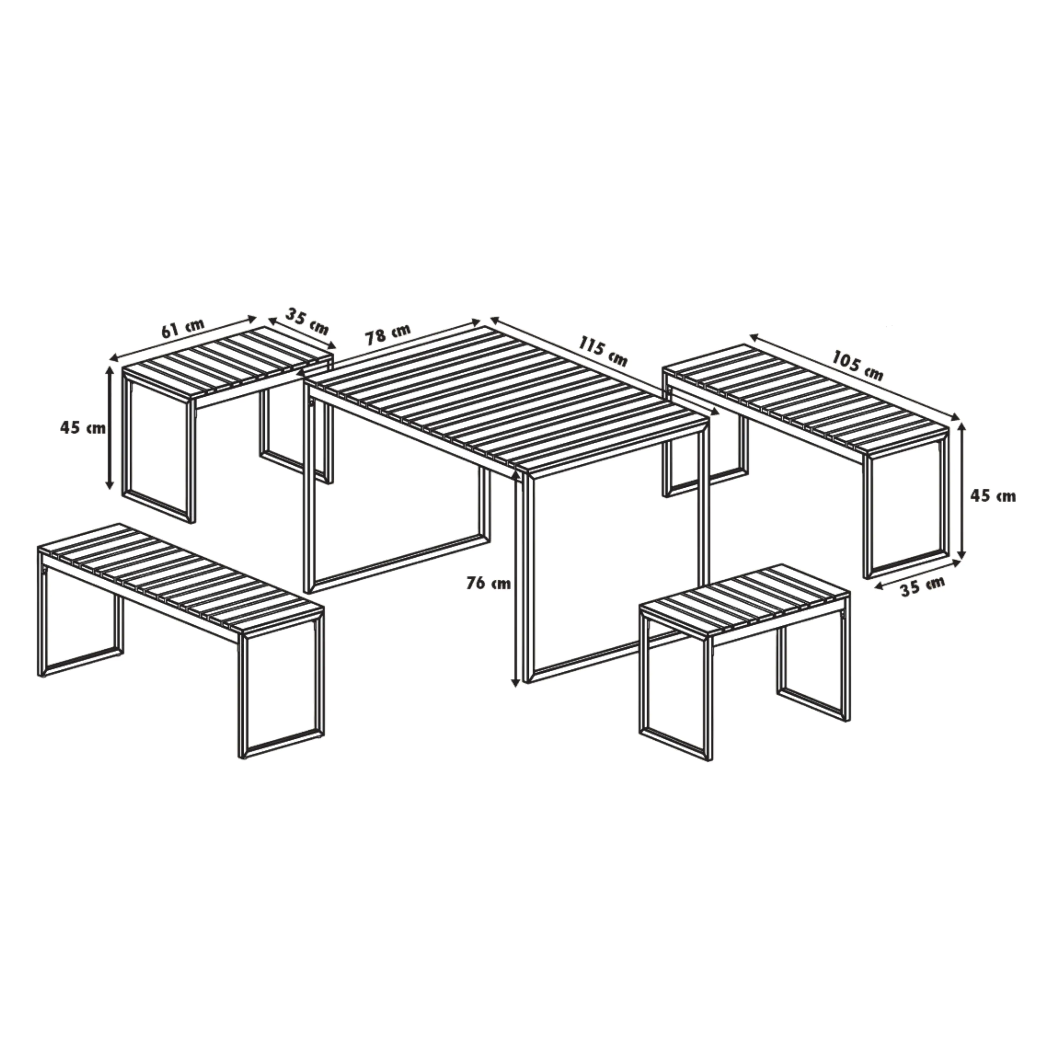 Primaster Bistro-Set Palma Aluminium/Holz Primaster Bistro-Set Palma Aluminium/Holz