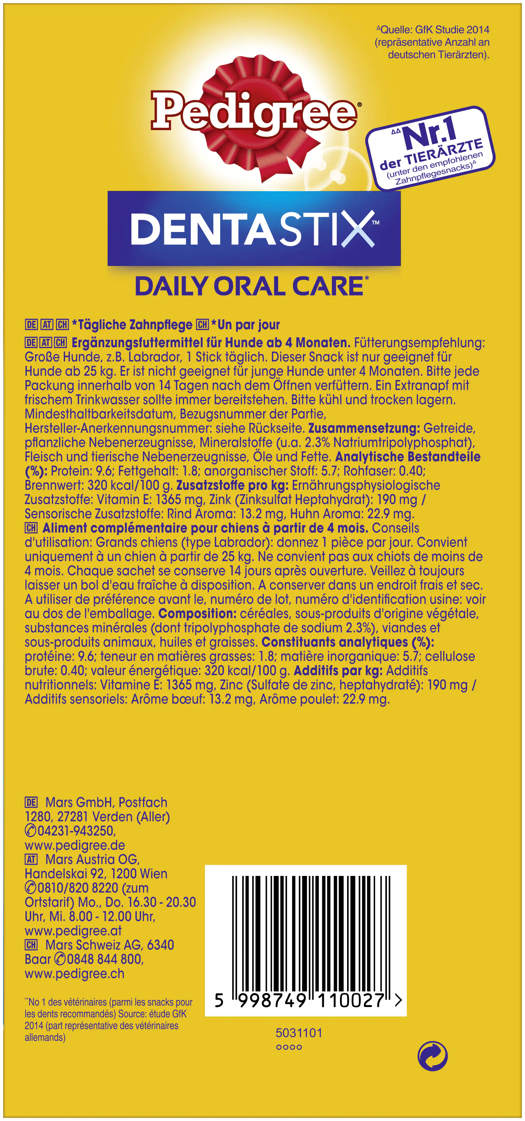 Pedigree Denta Stix Daily Oral Care MP für große Hunde 1080 g