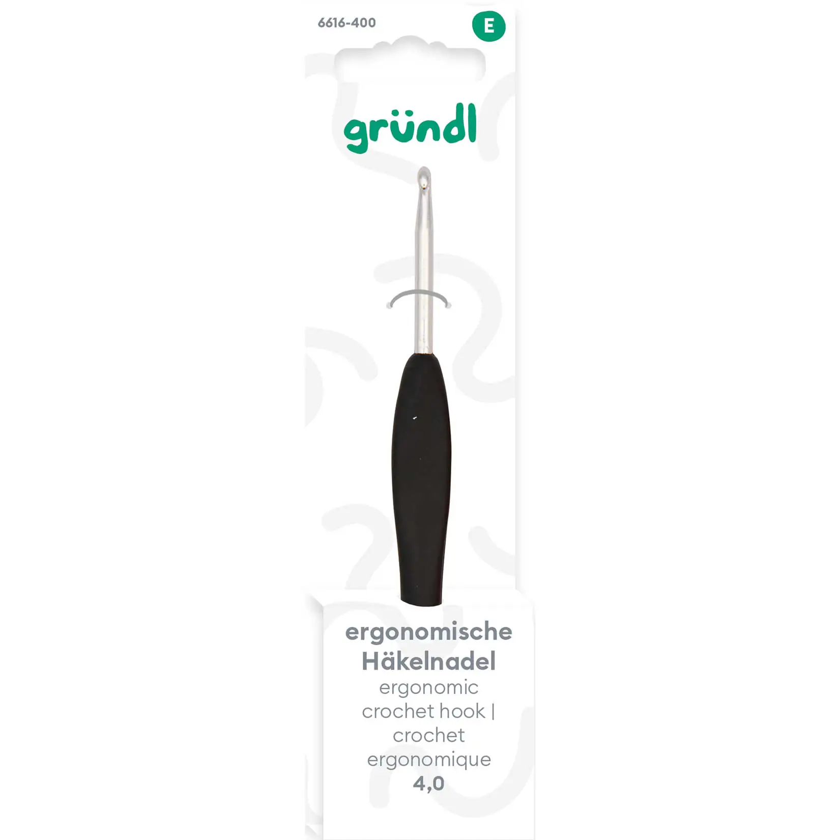 Gründl Ergonomische Häkelnadel 4 mm schwarz