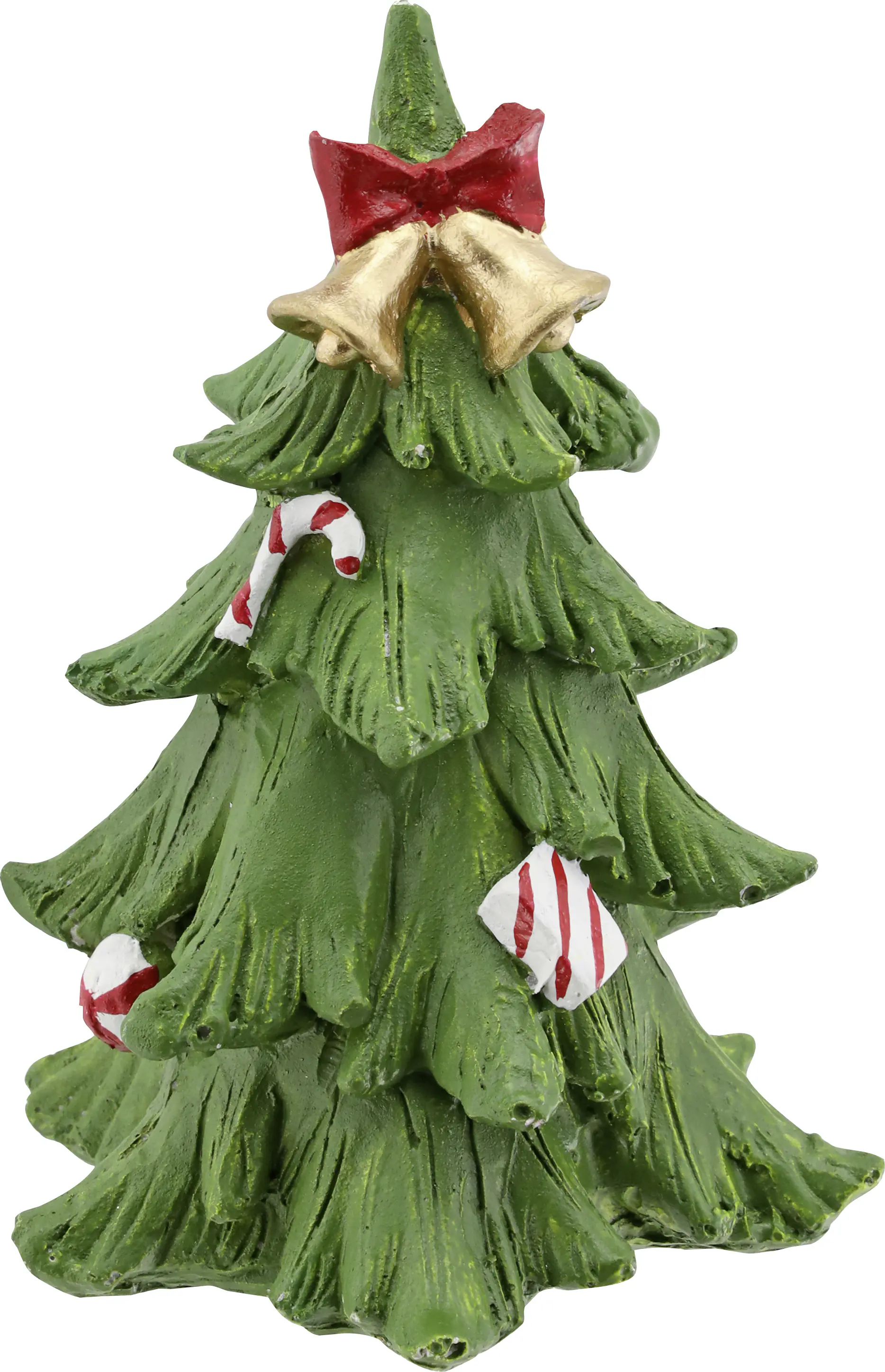 Weihnachtsdeko Tannenbaum aus Polyresin 11,5 cm grün dekoriert