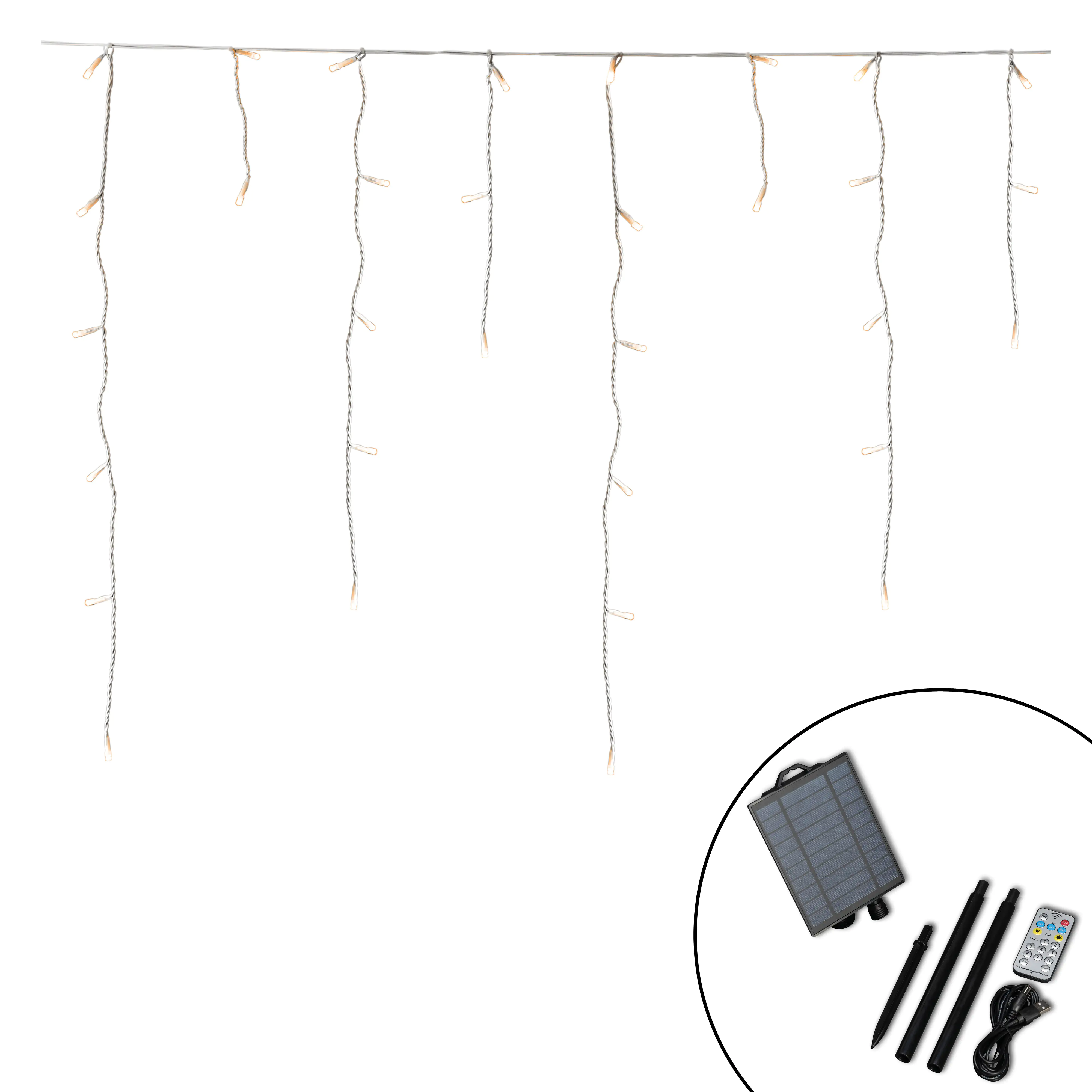 Konstsmide LED Solar Eisregen Lichtervorhang 200 bernsteinfarbene Dioden Konstsmide LED Solar Eisregen Lichtervorhang 200 bernsteinfarbene Dioden