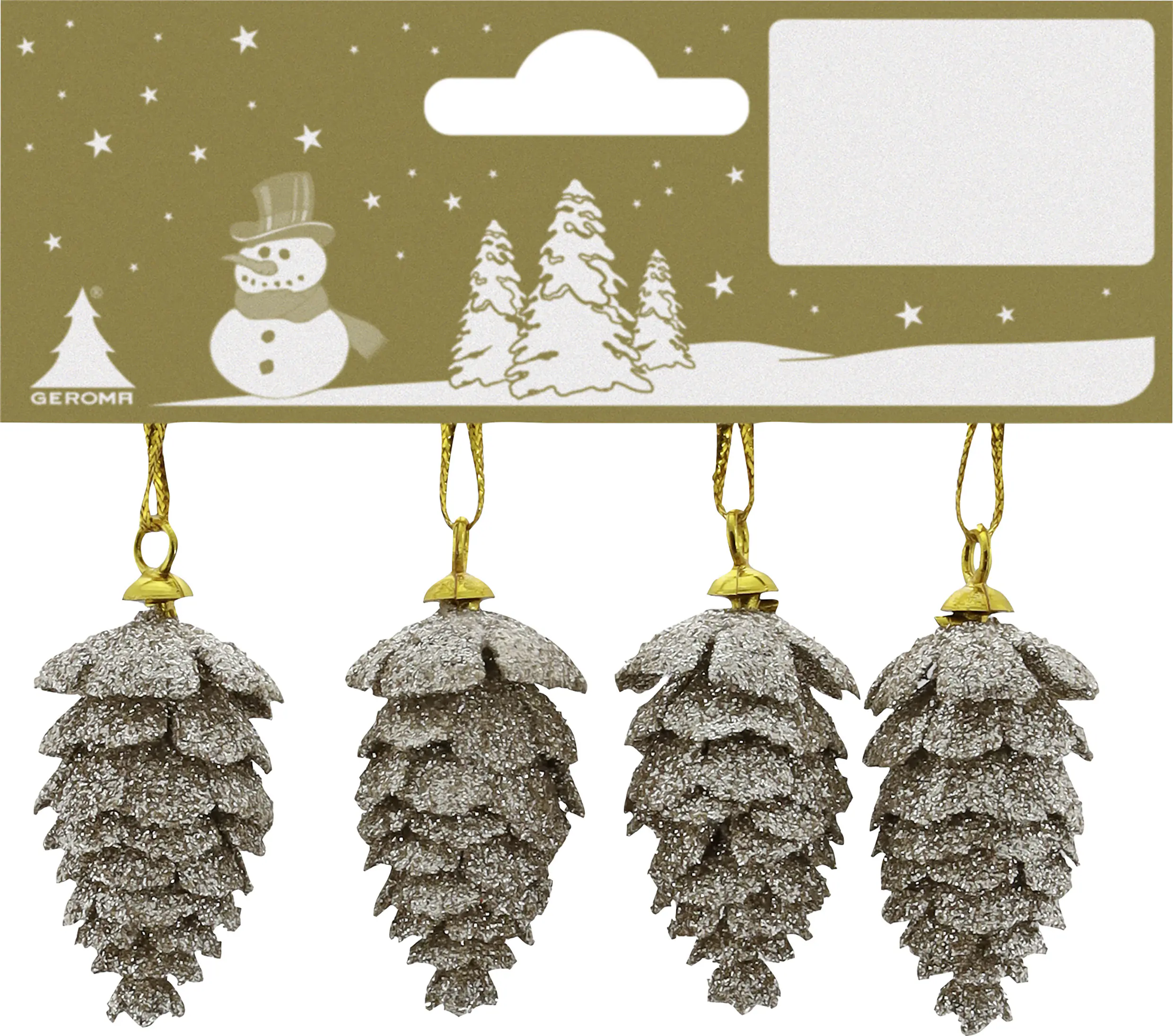 Weihnachtsanhänger Tannenzapfen aus Kunststoff 4 cm champagne - 4 Stück