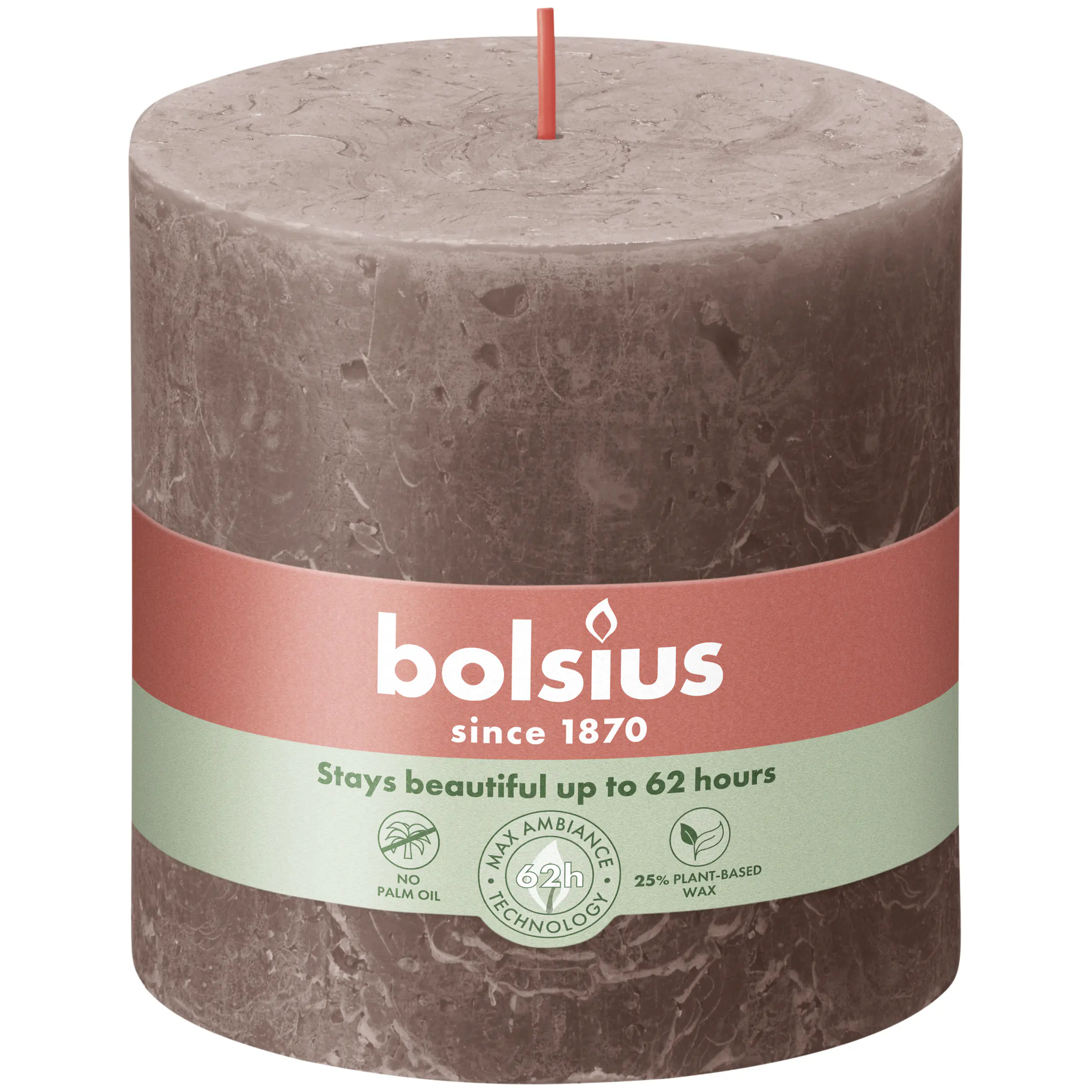Bolsius Rustik XXL Stumpenkerze 100/100 mm Rustikales Taupe