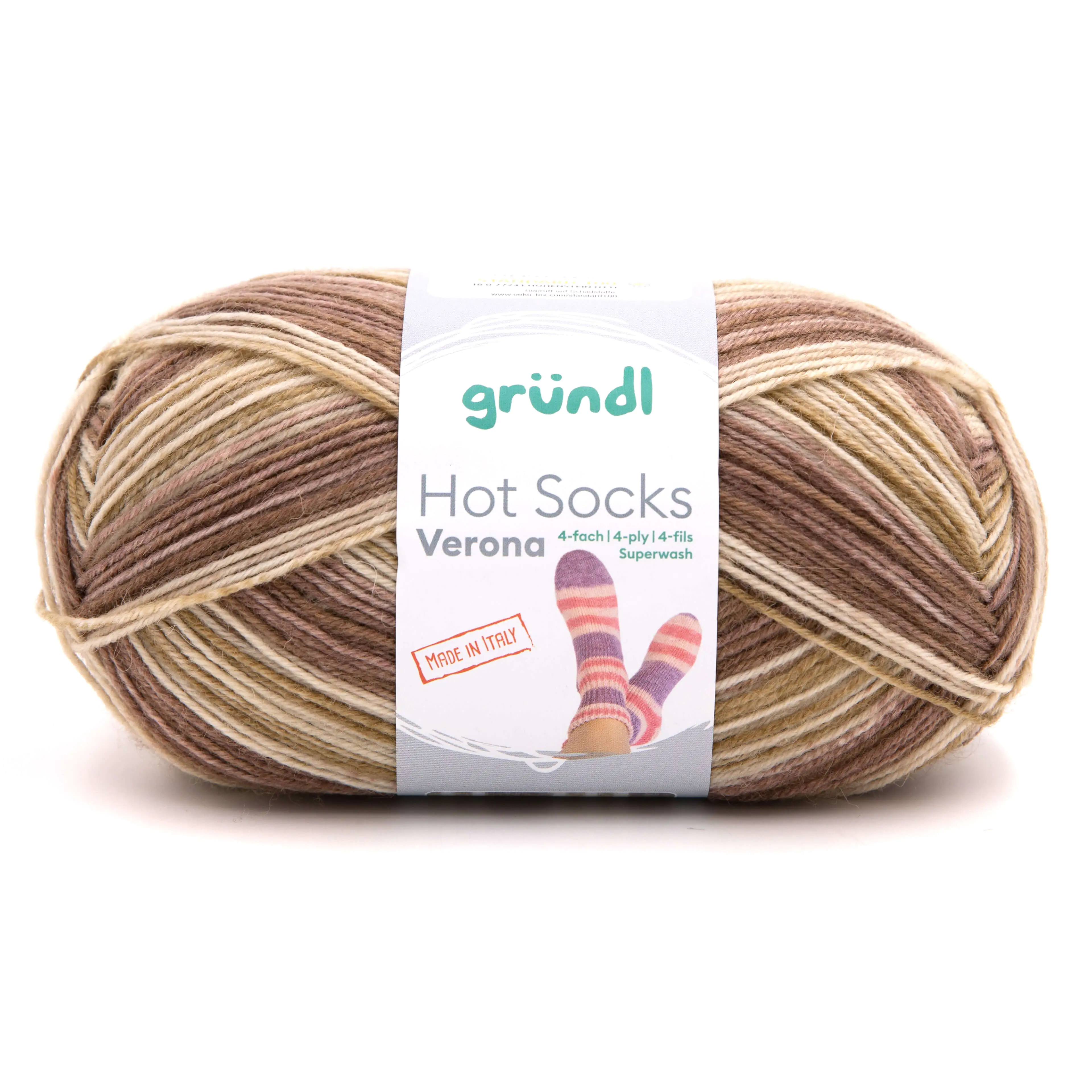 4036014230061 Gründl Sockenwolle Hot Socks Verona 100 g 4-fach taupe-natur-kamel-meliert