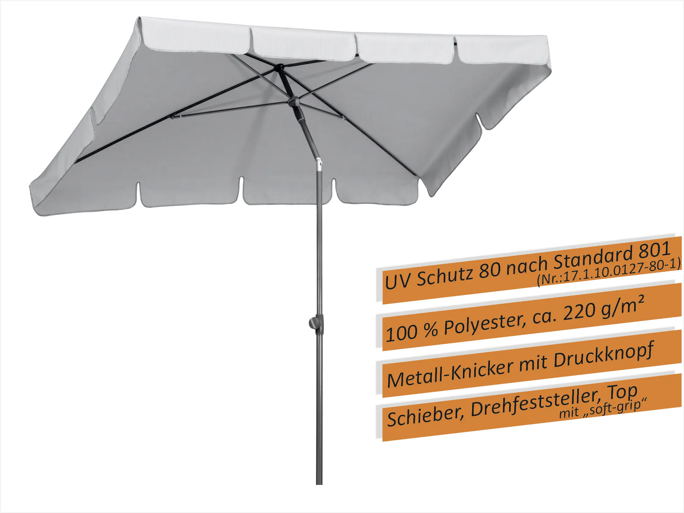 Schneider Sonnenschirm Aquila silbergrau 225 x 120 cm Schneider Sonnenschirm Aquila silbergrau 225 x 120 cm