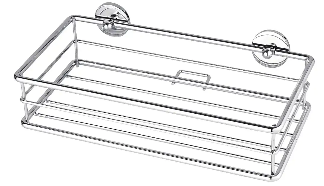 Tesa Ablagekorb BAATH+ einstöckig, 4-eckig, verchromt, inkl. Klebelösung Tesa Ablagekorb BAATH+ einstöckig, 4-eckig, verchromt, inkl. Klebelösung
