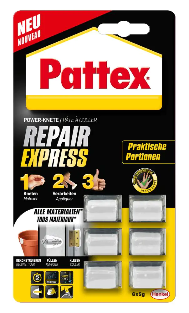 Pattex Epoxidharzkleber Powerknete Repair Express 6 x 5 g, weiß