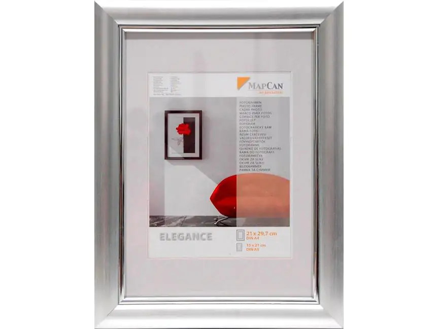 Kunststoff Bilderrahmen Elegance alu-metallic-silber, 21 x 29,7 cm
