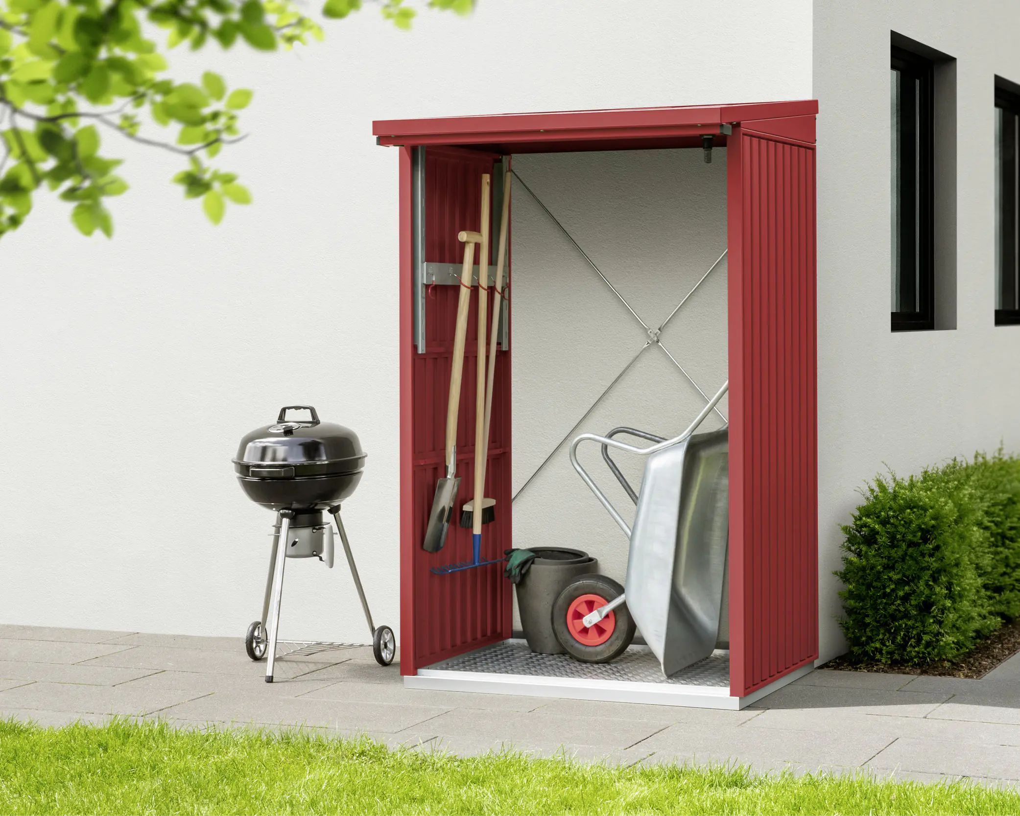 Ecostar Kaminholzregal Trend-V Typ 1, purpurrot, mit Verstrebung