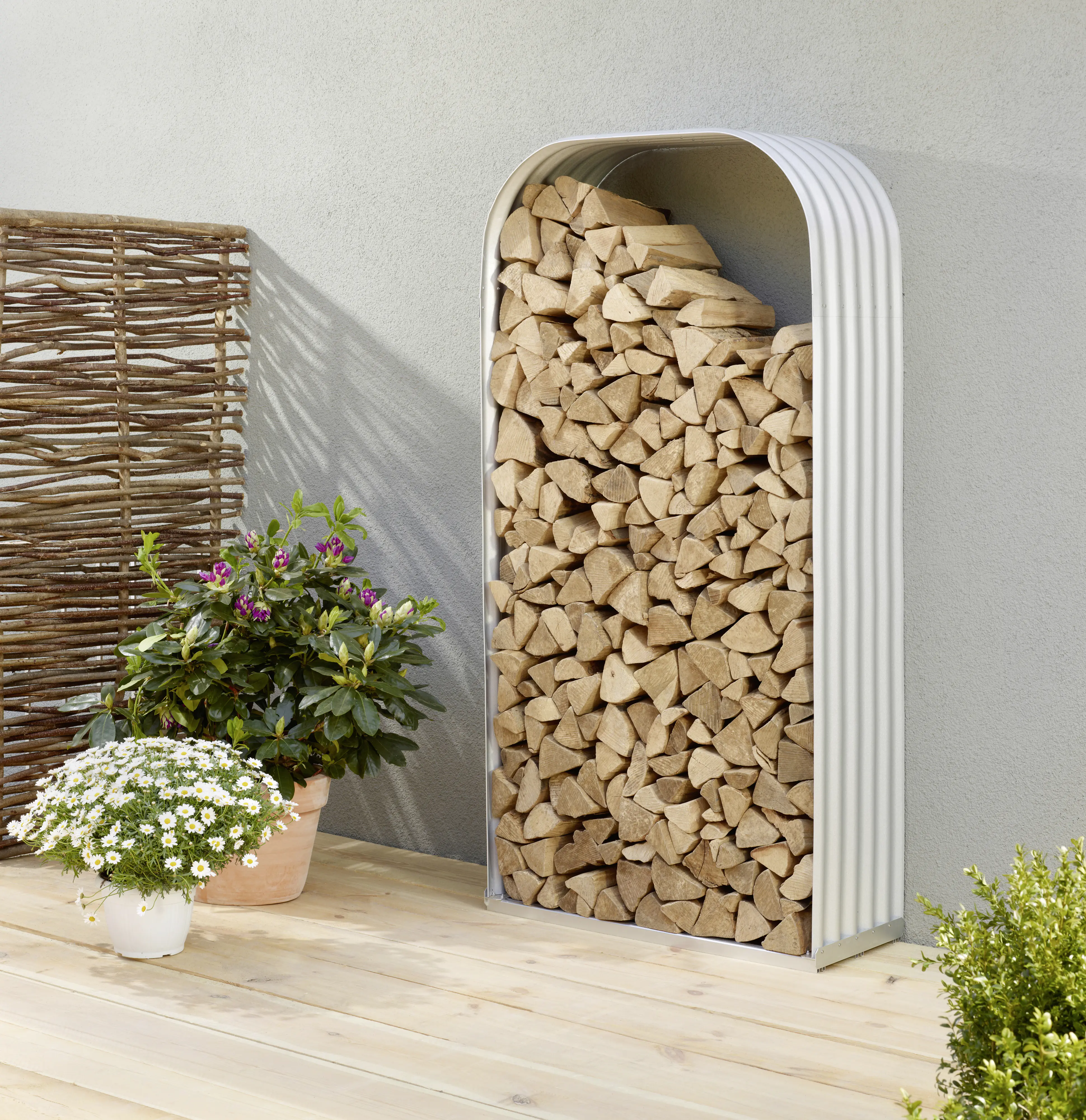 Vitavia Kaminholzregal Lignum 99 x 40 x 200 cm blank aluminium Hochformat