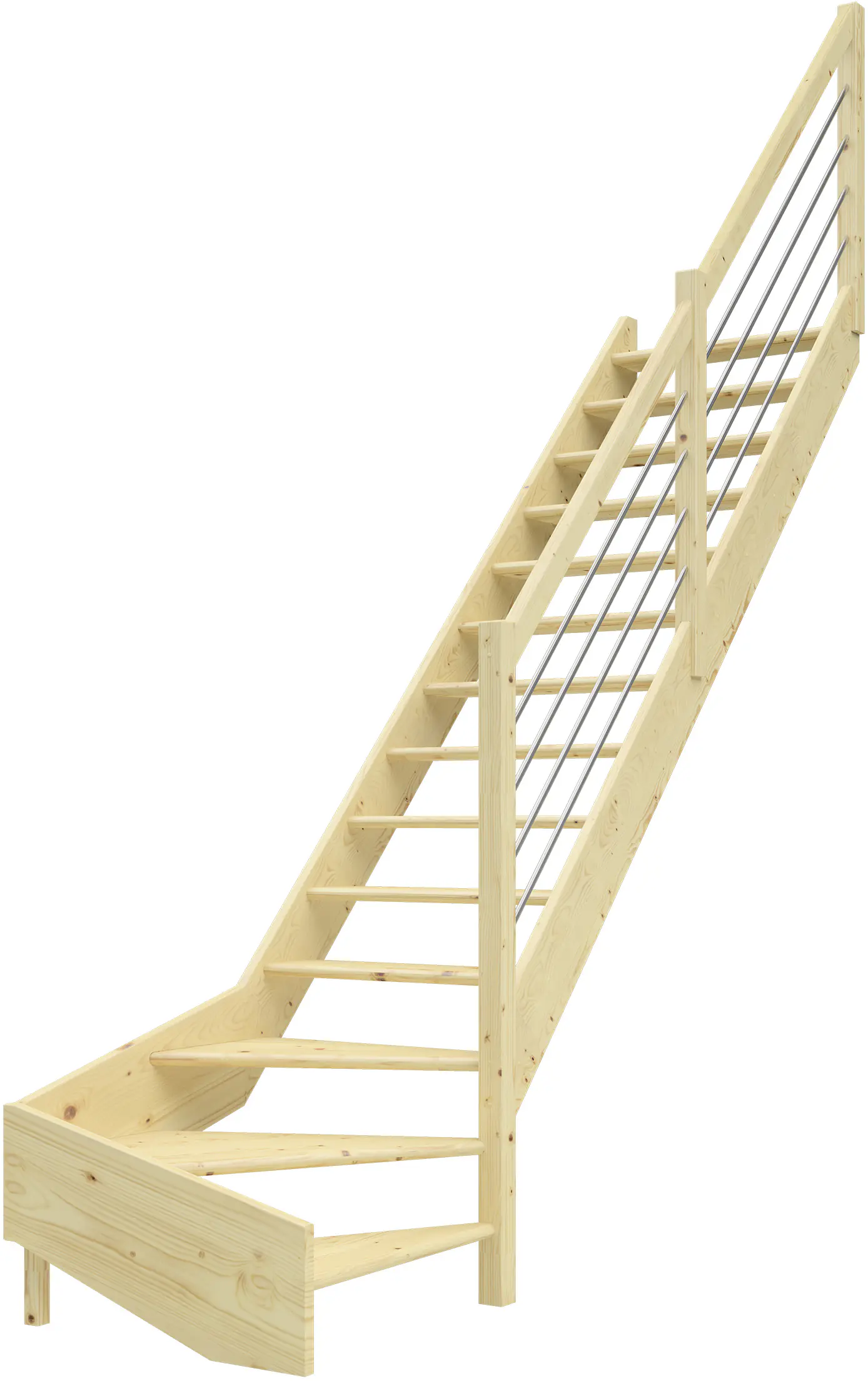 Dolle Raumspartreppen Paris 1/4-gew. Fichte unbehandelt inkl. Geländer