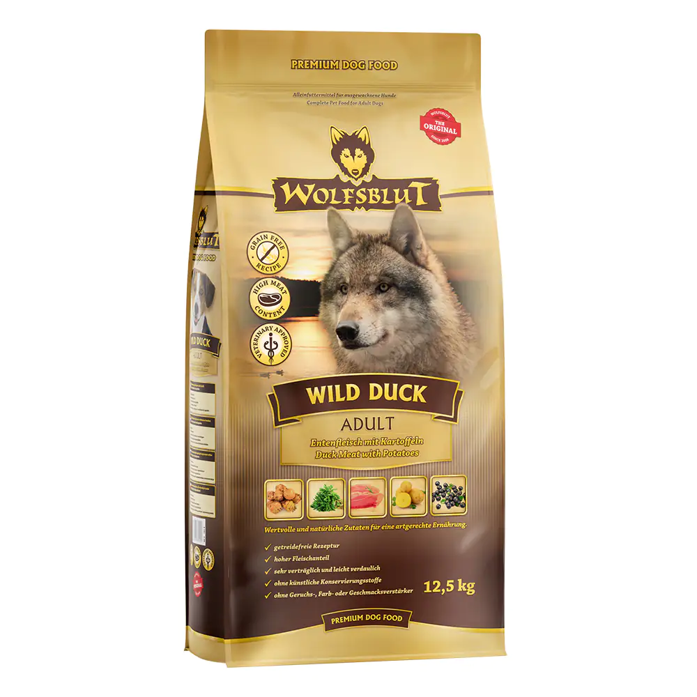 4260603784707 Wolfsblut Wild Duck Adult Trockenfutter - Ente mit Kartoffel 12,5 kg