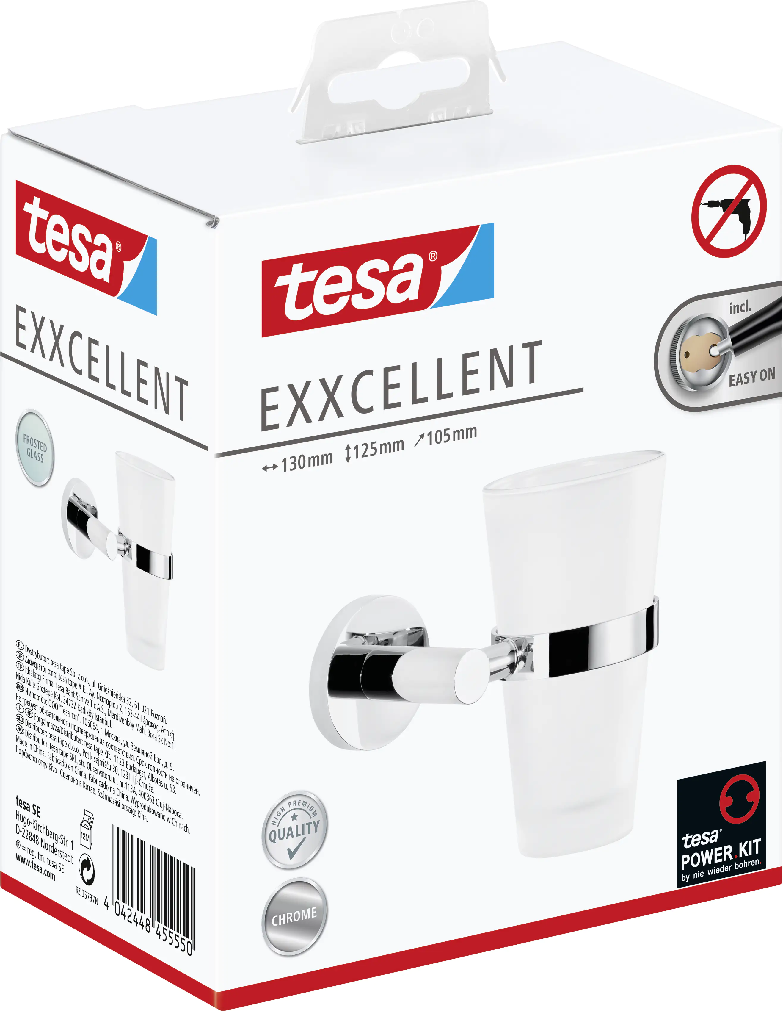 tesa Zahnputzbecher Exxcellent Metall und Milchglas, chrom/weiß tesa Zahnputzbecher Exxcellent Metall und Milchglas, chrom/weiß
