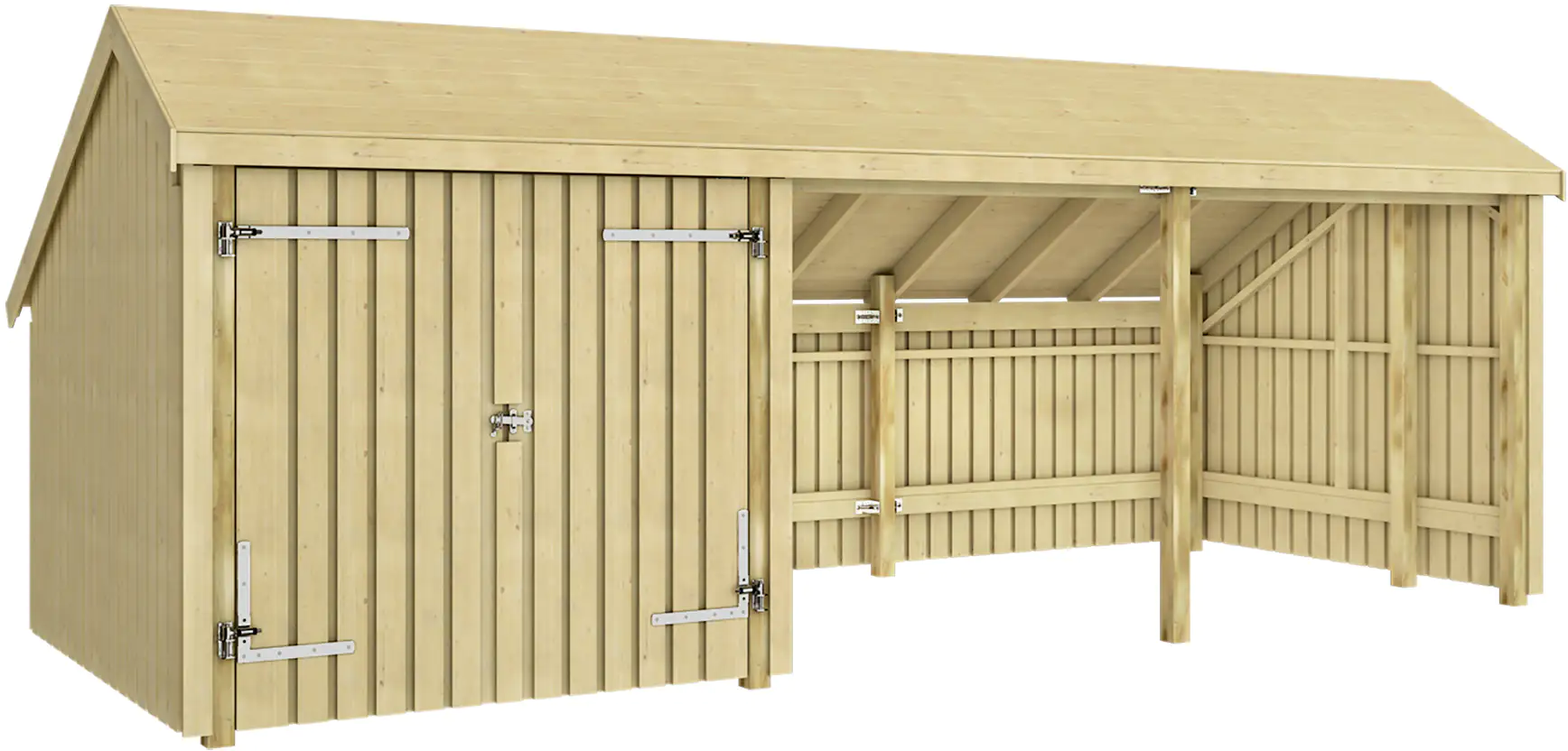 Plus Gartenhaus Multi 3 Module 645 x 455 cm natur mit Doppeltür