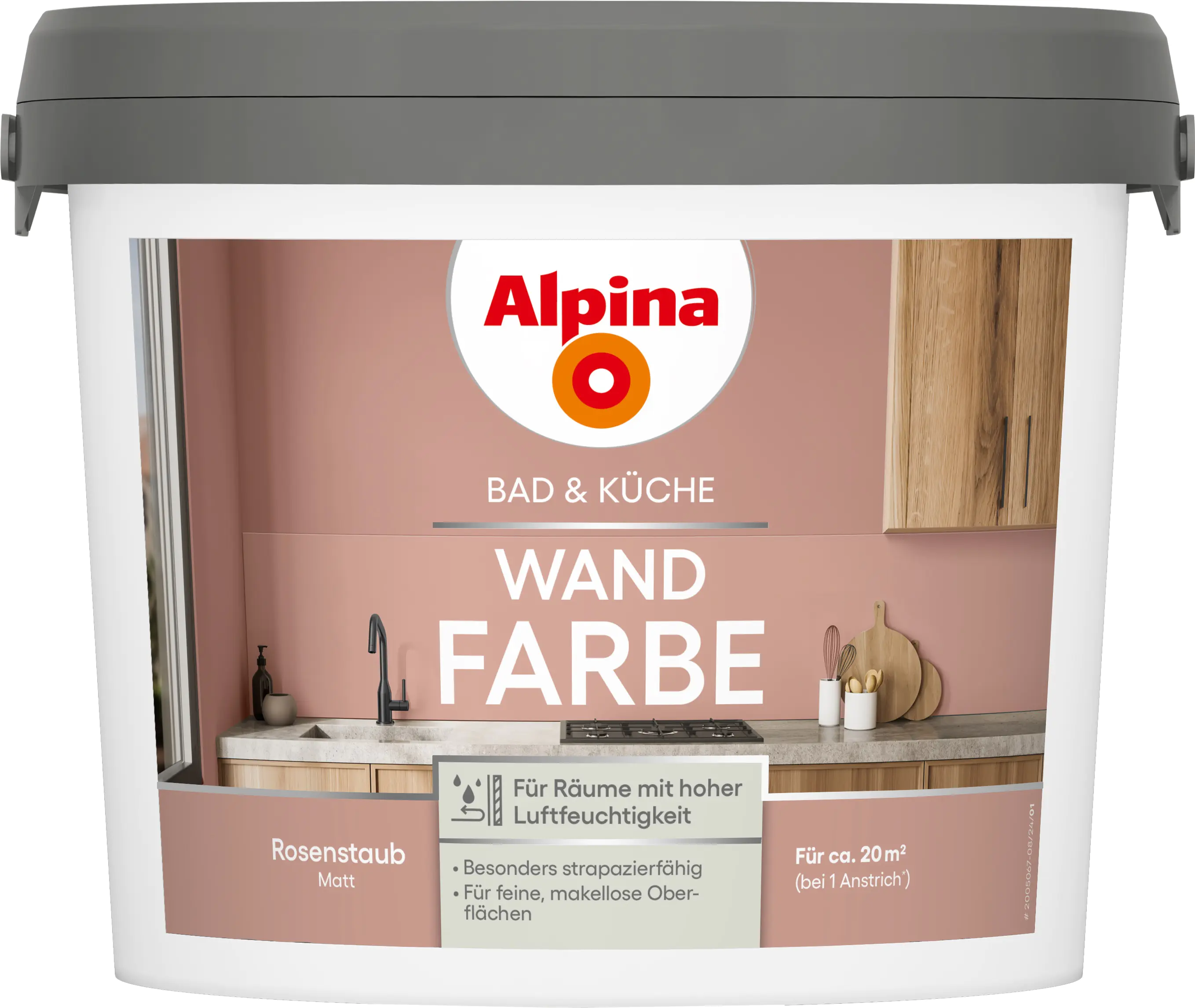 Alpina Wandfarbe für Küche & Badezimmer Rosenstaub 2,5 L