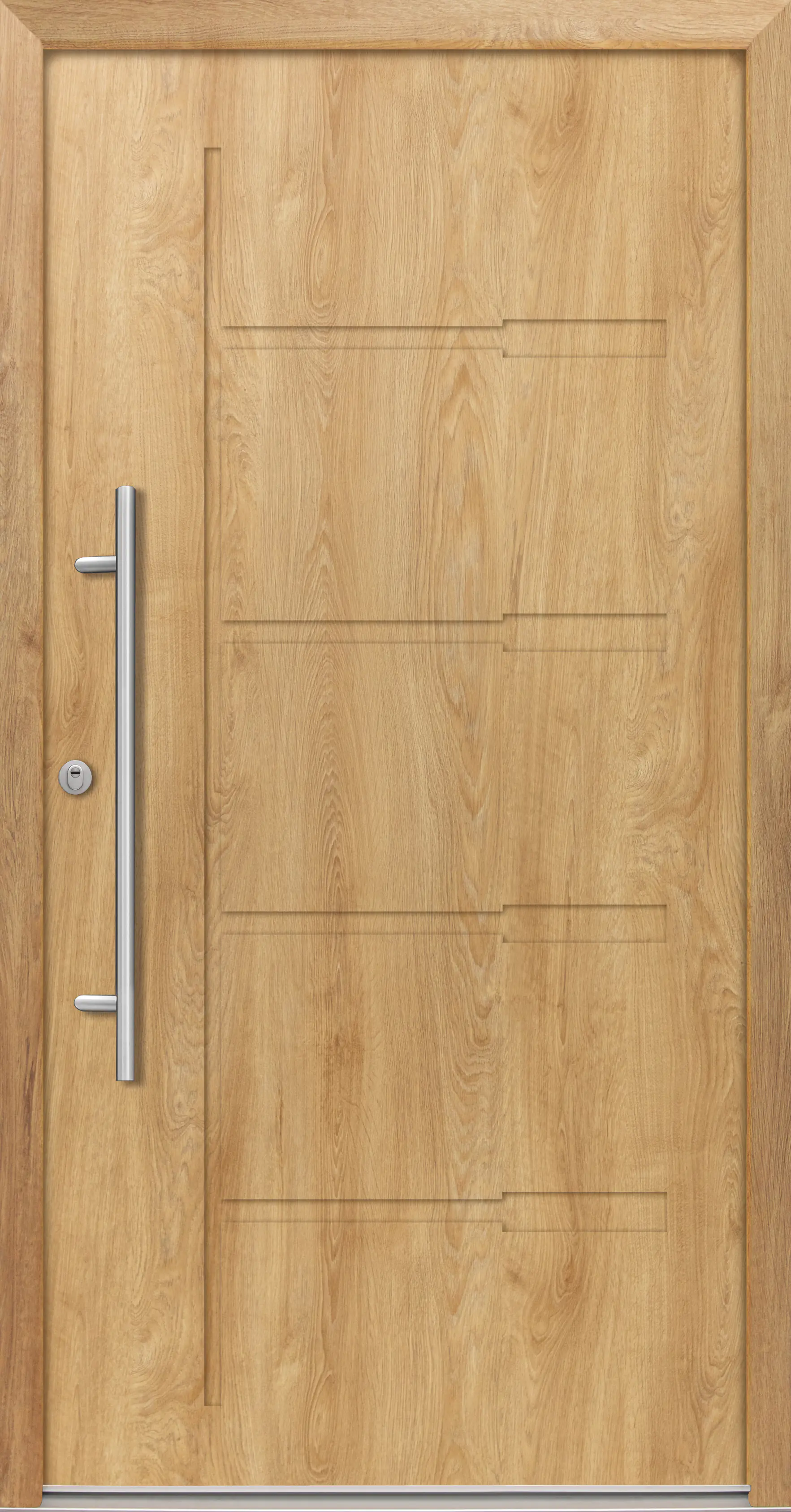 Splendoor Haustür Passivedoor Premium H1 RC2 Eiche Natur DIN Links 100 x 210 cm