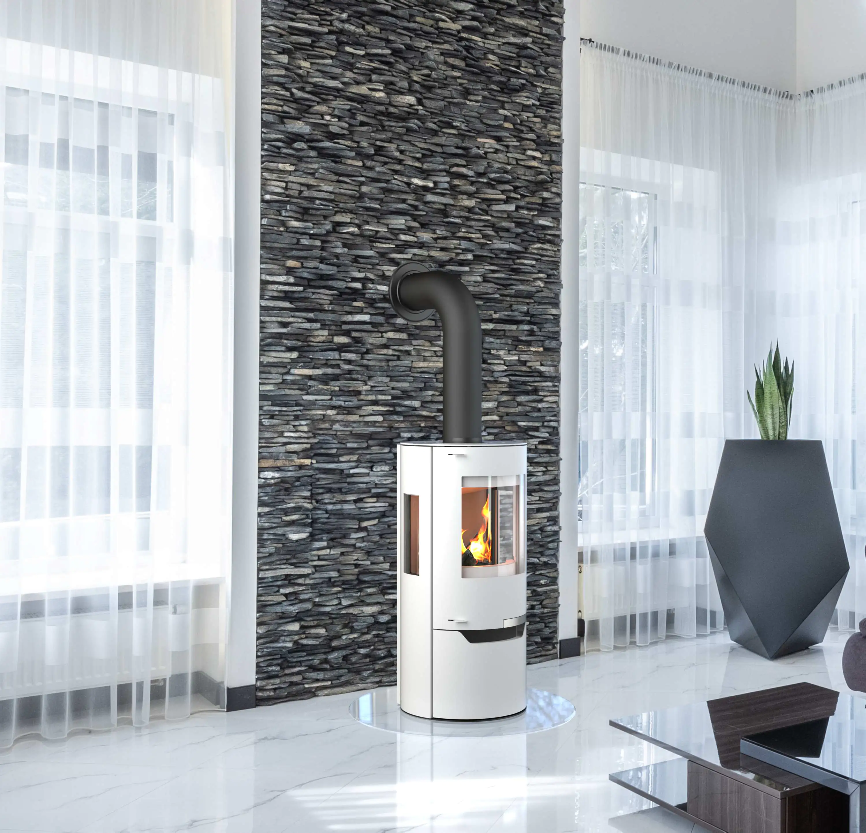 Thermia Kaminofen Hiron Trio Stahl weiß 6 kW Thermia Kaminofen Hiron Trio Stahl weiß 6 kW