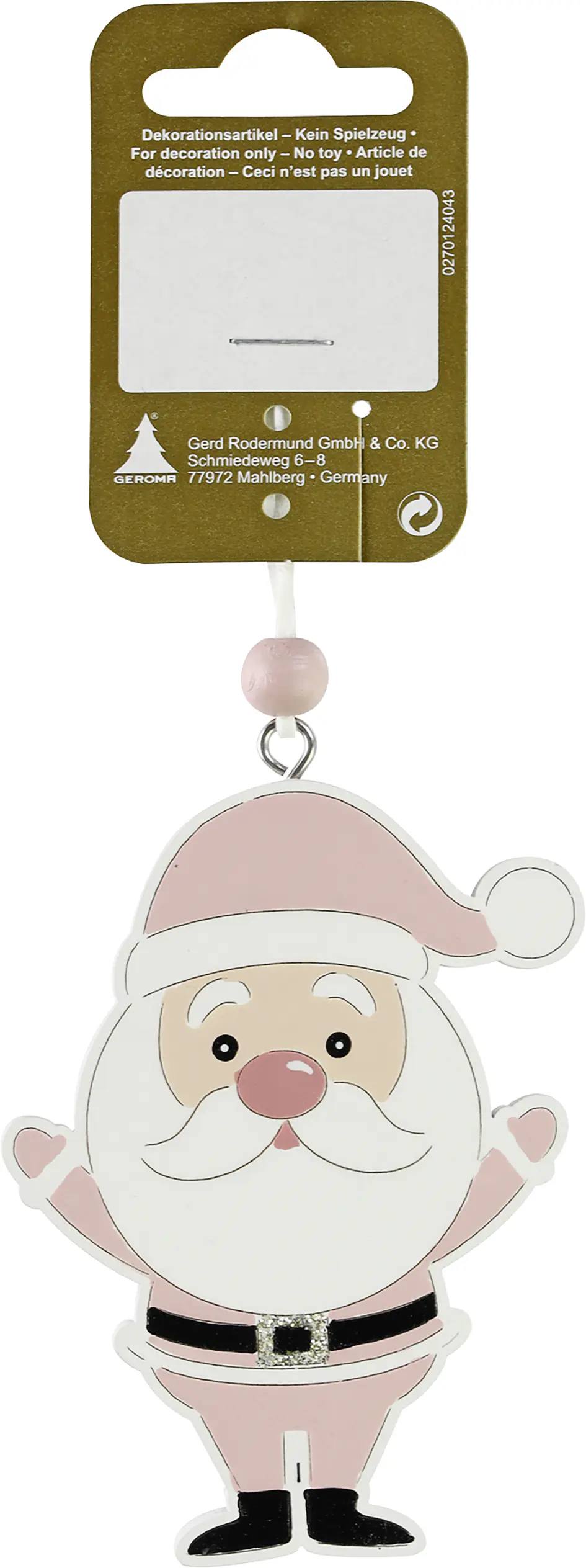 Dekohänger Santa Holz 9 x 7 cm rosa  Dekohänger Santa Holz 9 x 7 cm rosa