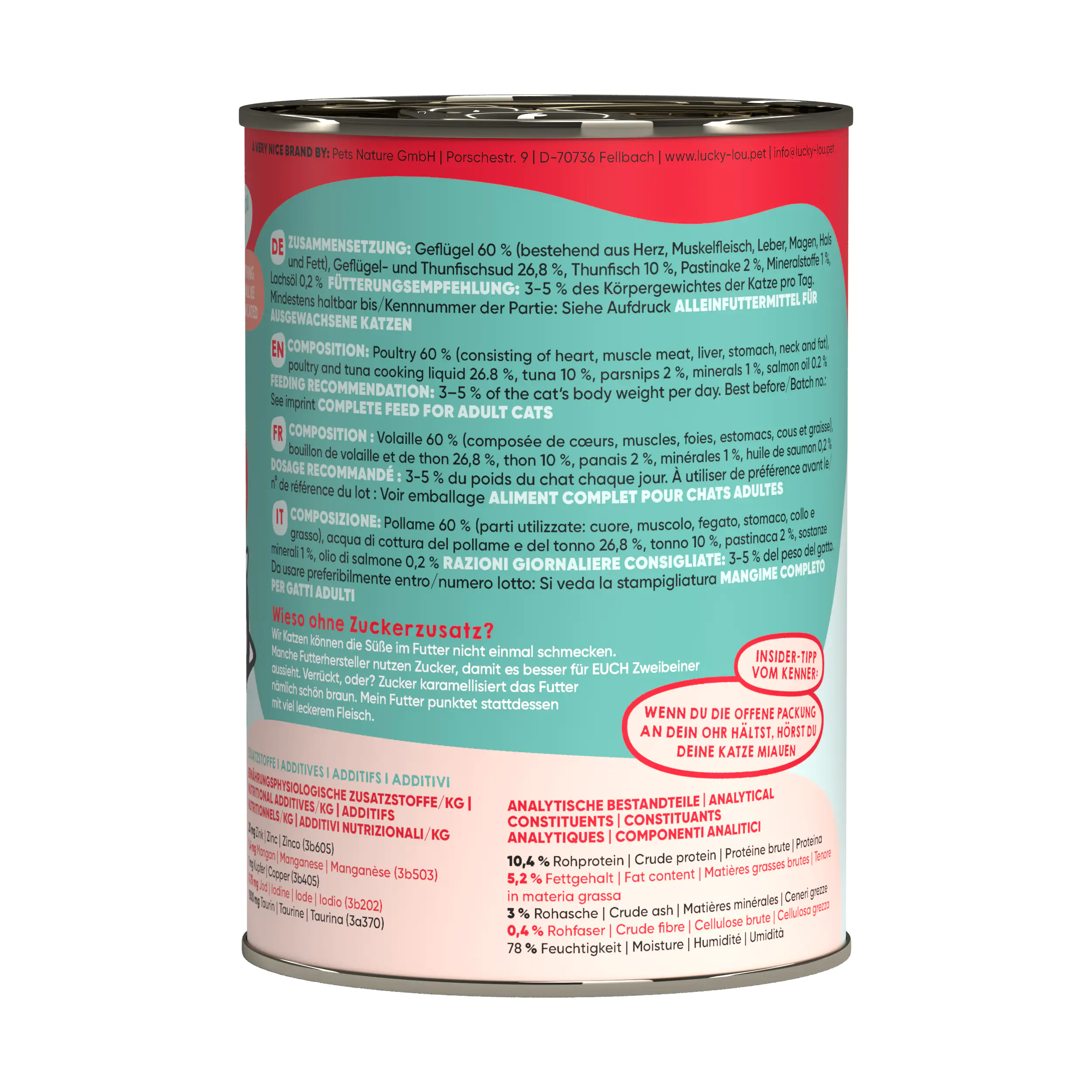 Lucky Lou Katzenfutter Geflügel und Thunfisch 400 g