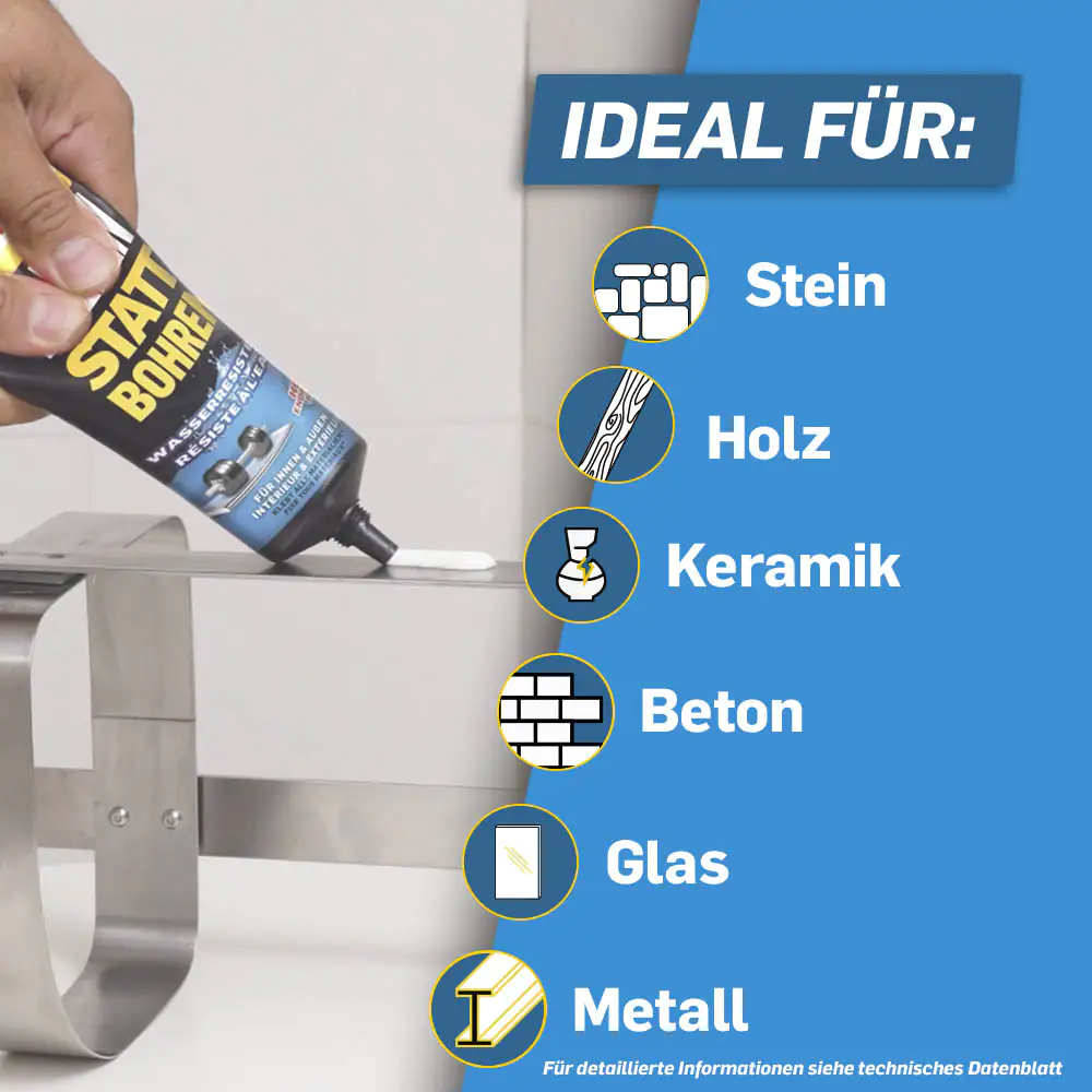 Pattex Montagekleber Kleben statt Bohren Wasserresistent 340 g Tube, weiß