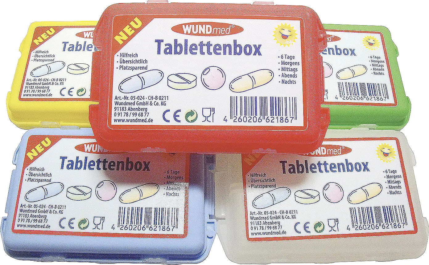 Wundmed Tablettenbox 1 Stück, farblich sortiert Wundmed Tablettenbox 1 Stück, farblich sortiert
