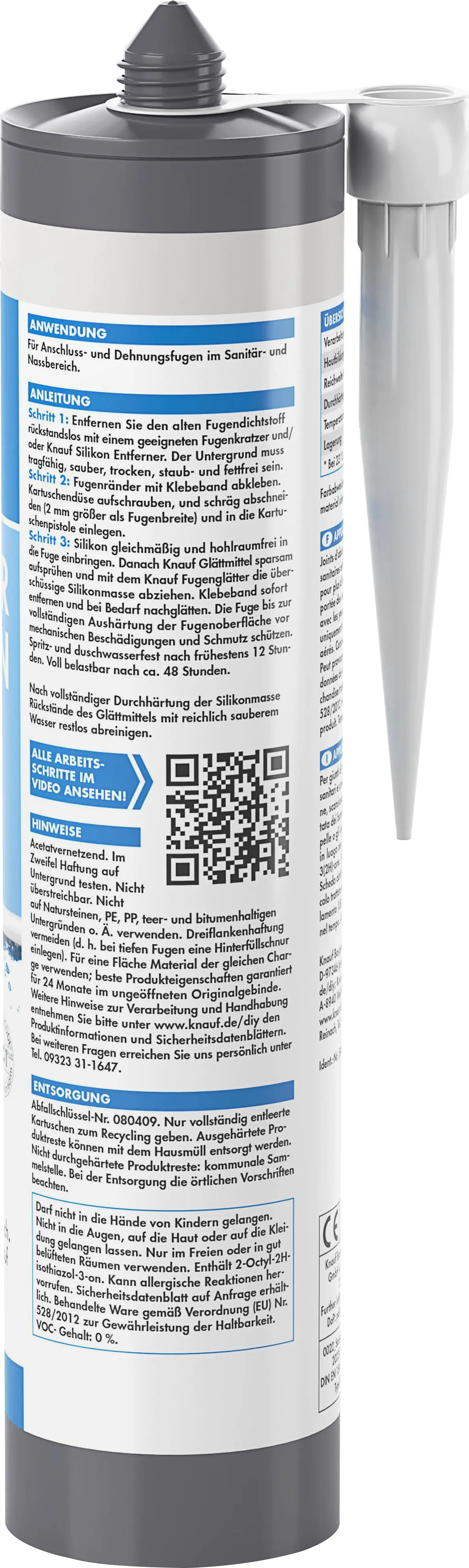 Knauf Sanitär Silikon silbergrau 300 ml Knauf Sanitär Silikon silbergrau 300 ml