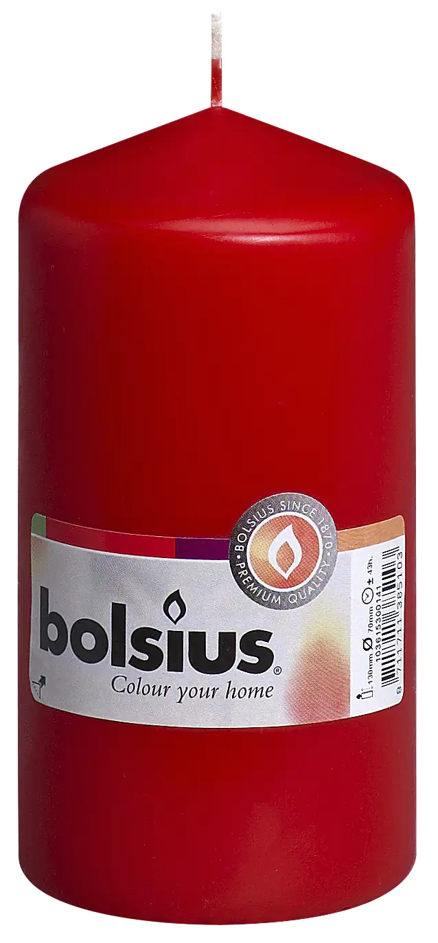 8711711385103 Bolsius Stumpenkerze rot, Höhe 13 cm, Ø 6,8 cm