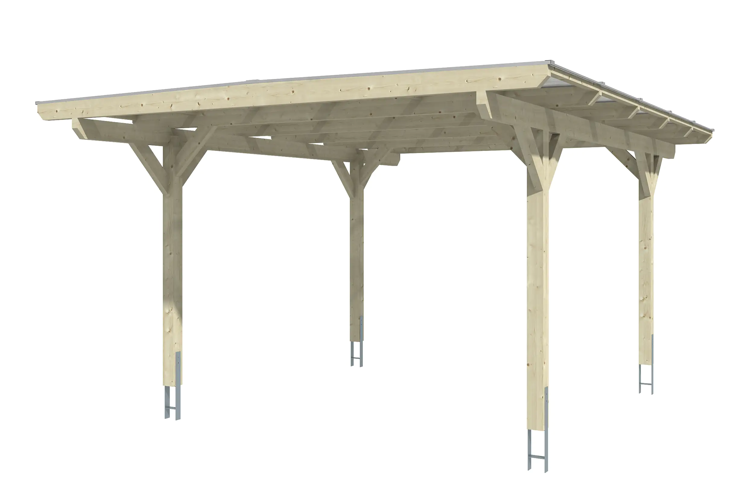 4018211013739_02 SKAN HOLZ Carport Odenwald 428 x 541 cm, lasiert in Nussbaum