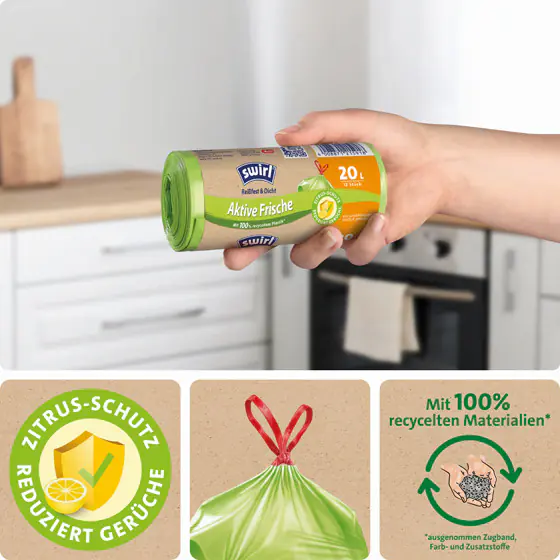 Swirl® Aktive Frische Müllbeutel 20 L Reißfest & Dicht