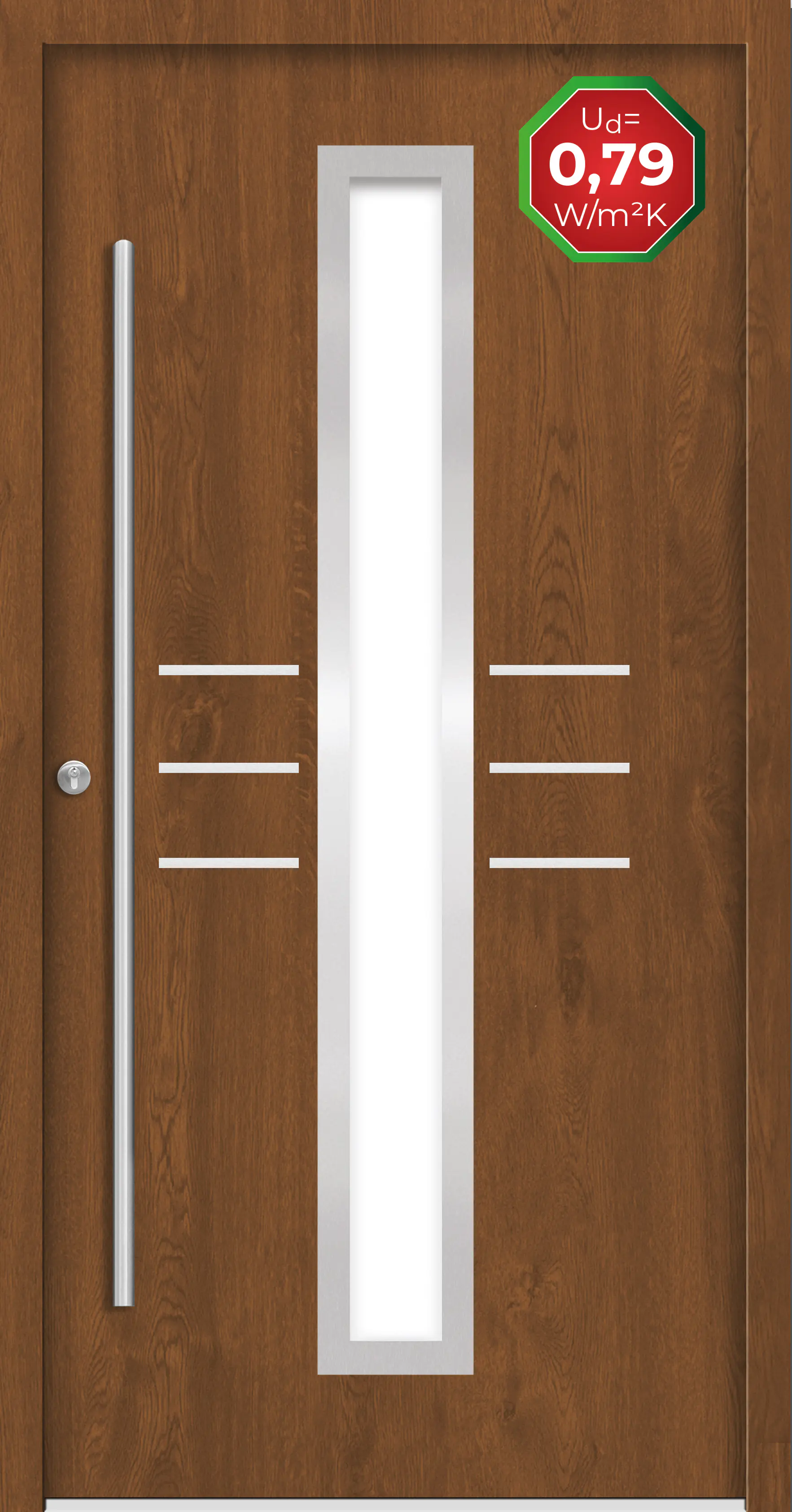Splendoor Haustür Passivedoor Premium B07 Golden Oak DIN Links 100 x 210 cm