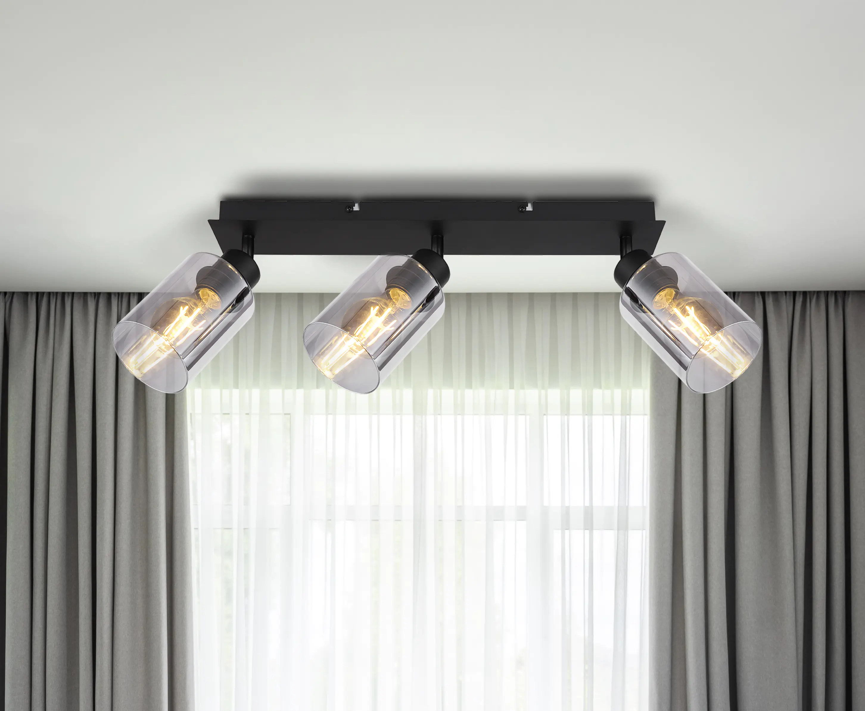 Globo 3er Spot Hadera schwarz 47 x 9 cm Globo 3er Spot Hadera schwarz 47 x 9 cm