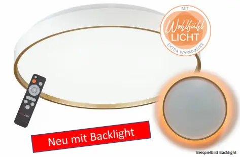 MegaLight LED-Deckenleuchte Shining Jupiter Ø38 cm Gold Backlight dimmbar