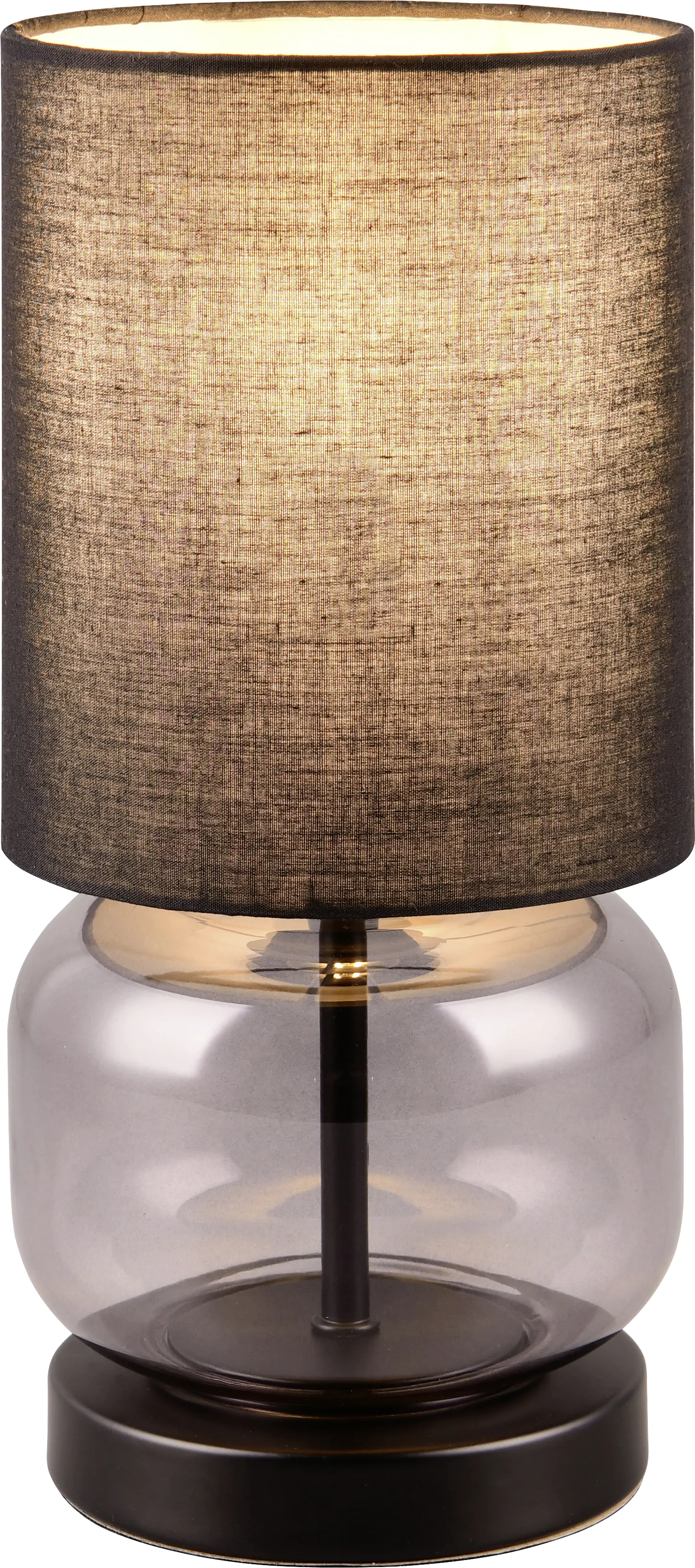 Trio Leuchten LED Tischleuchte Elio E27 rauchfarbig Metall/Glas/Stoff