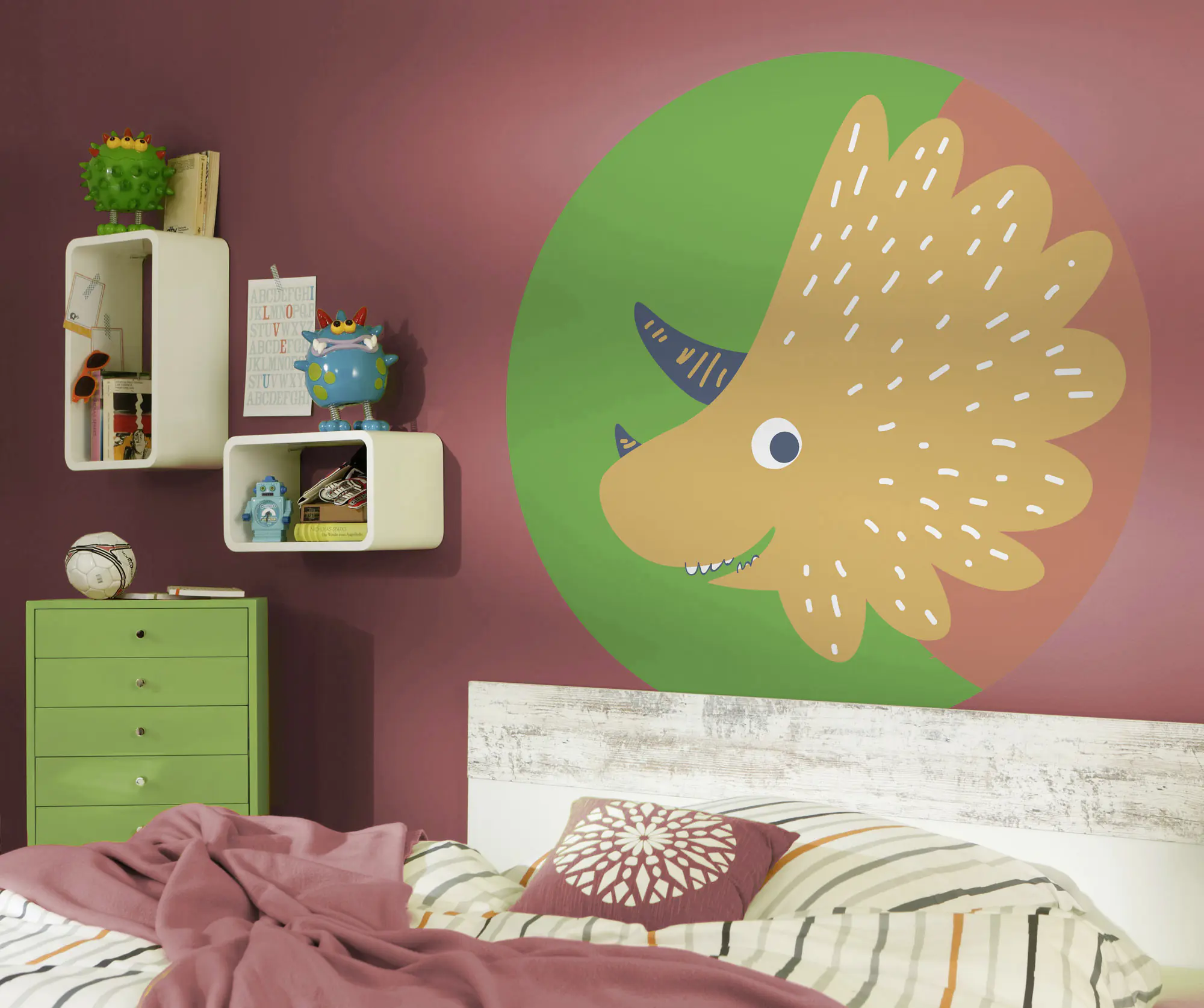 Komar Vlies Fototapete Dot Little Dino Trice Ø 128 cm, selbstklebend