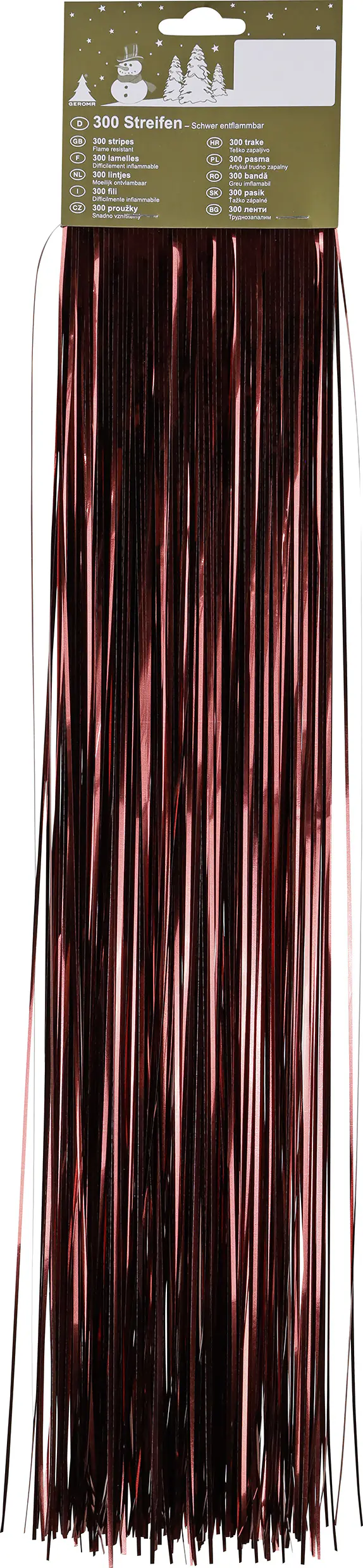 Weihnachtsdeko Hängelametta 50 cm 300 Streifen burgundy