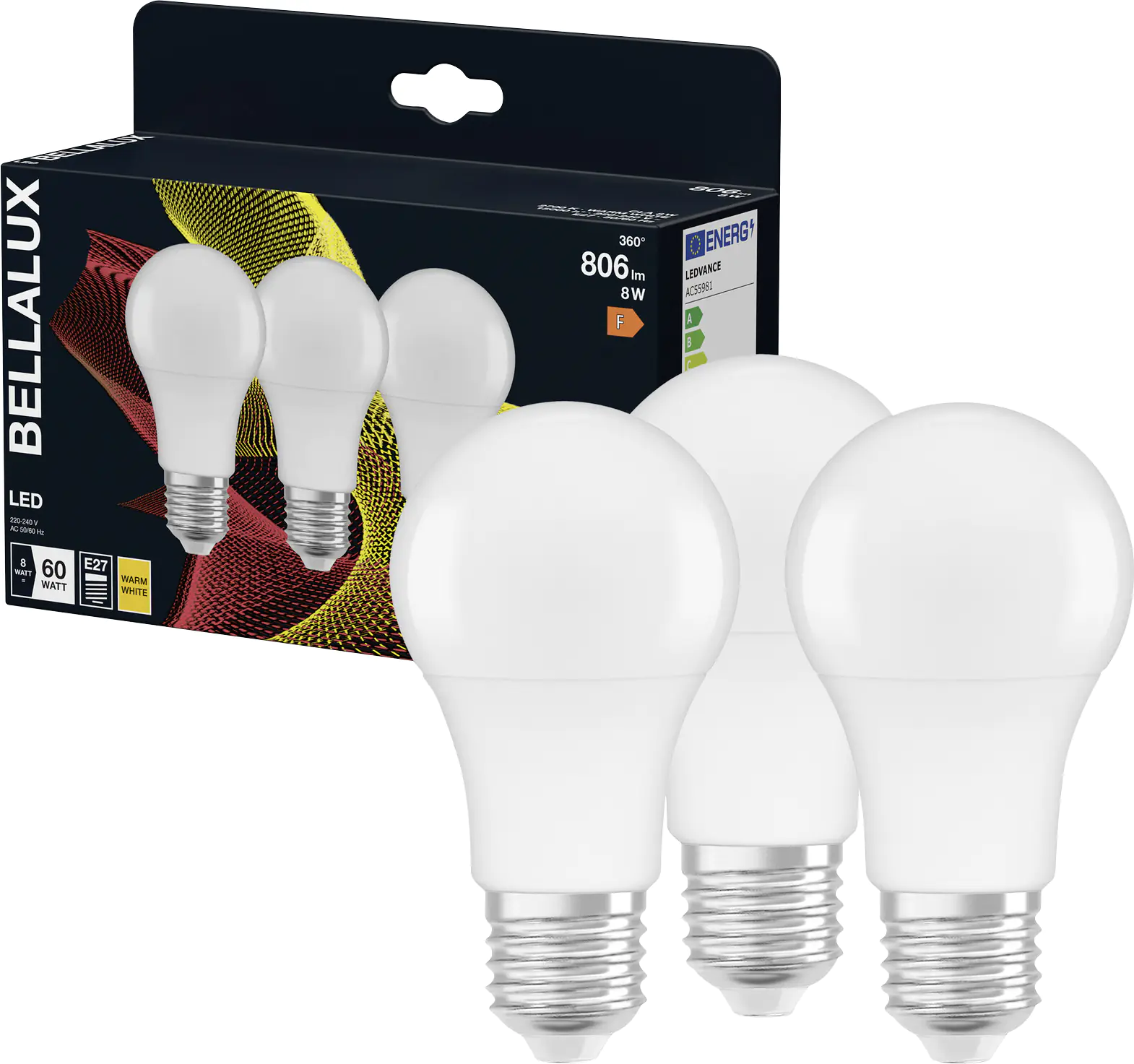 Bellalux LED Leuchtmittel Klassik A60 E27 8 W warmweiß weiß matt 3er Pack Bellalux LED Leuchtmittel Klassik A60 E27 8 W warmweiß weiß matt 3er Pack