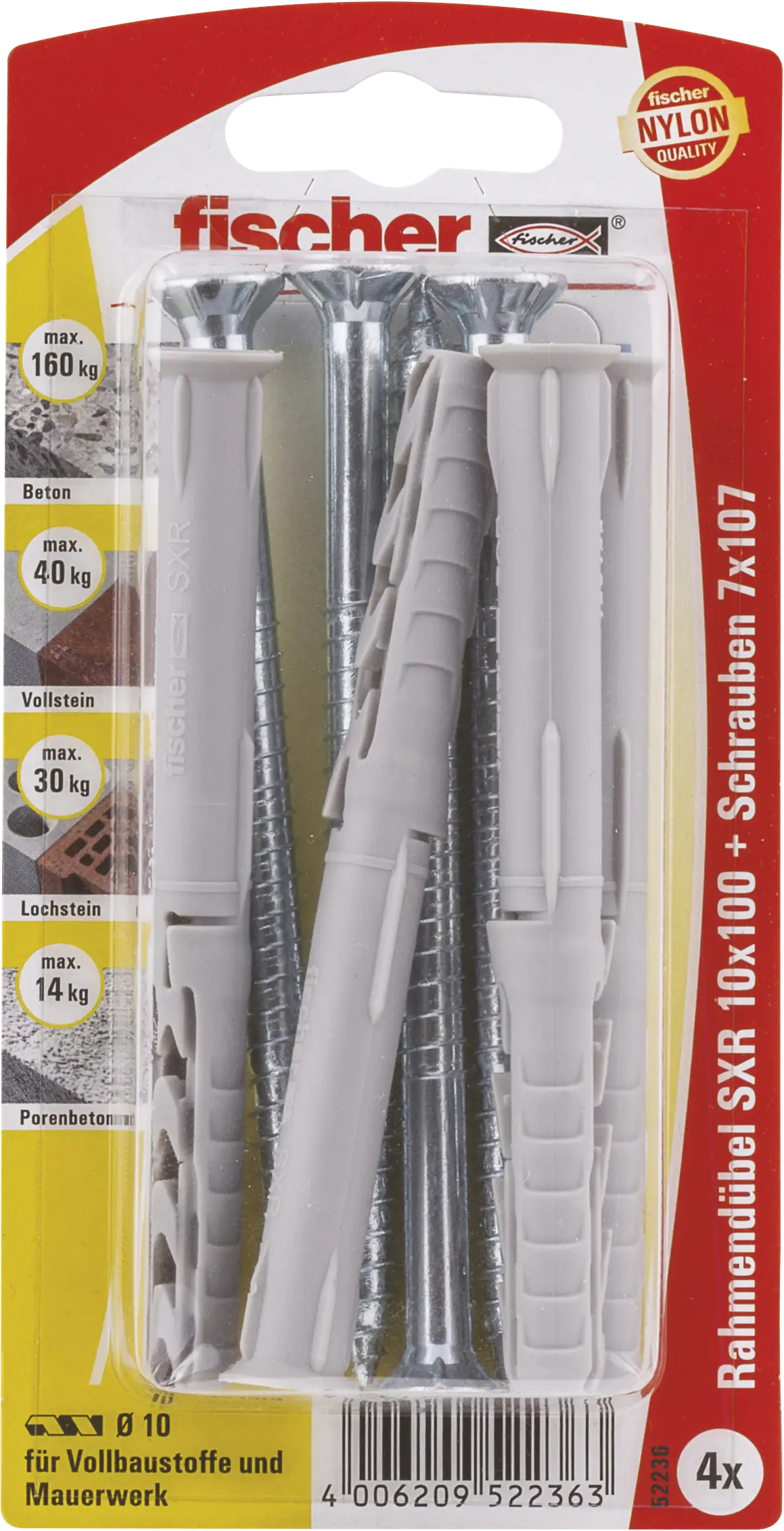 Fischer Langschaftdübel SXR 10.0 x 100 mm - 4 Stück