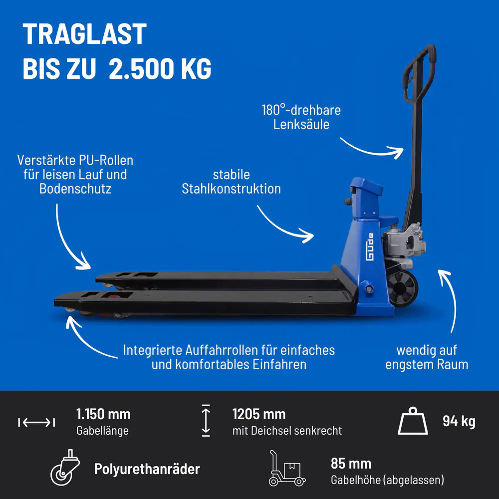 Güde Gabelhubwagen GHW Scale 2500 mit Wiegeeinrichtung