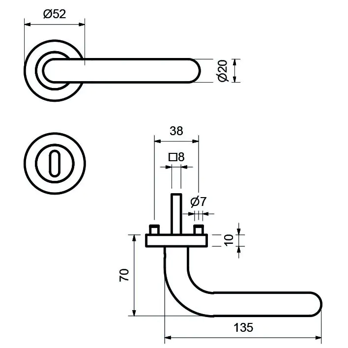 Alpertec BB-Rosettengarnitur Solid 4 Edelstahl silber rund