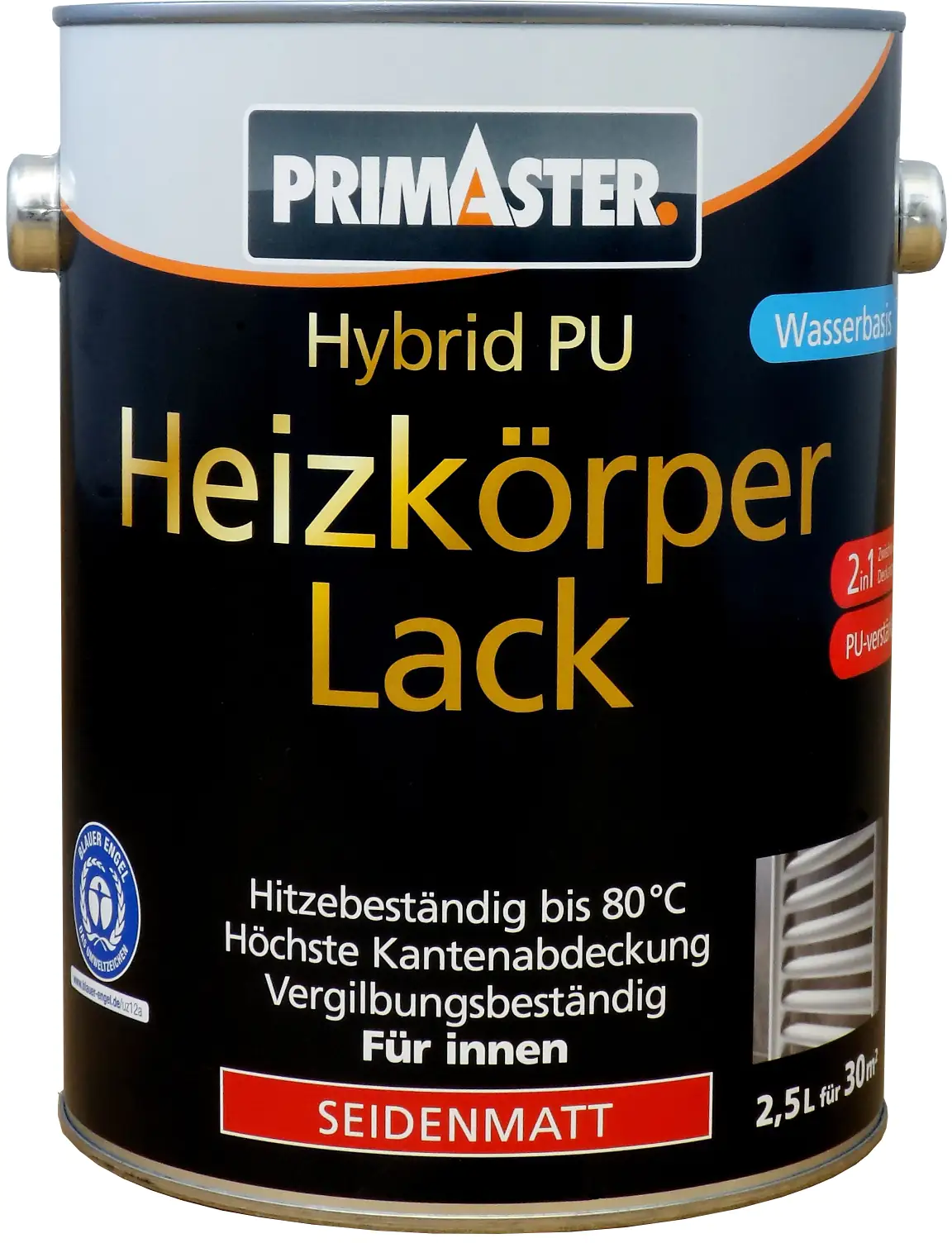 Primaster Hybrid-PU Heizkörperlack 2,5 L weiß seidenmatt