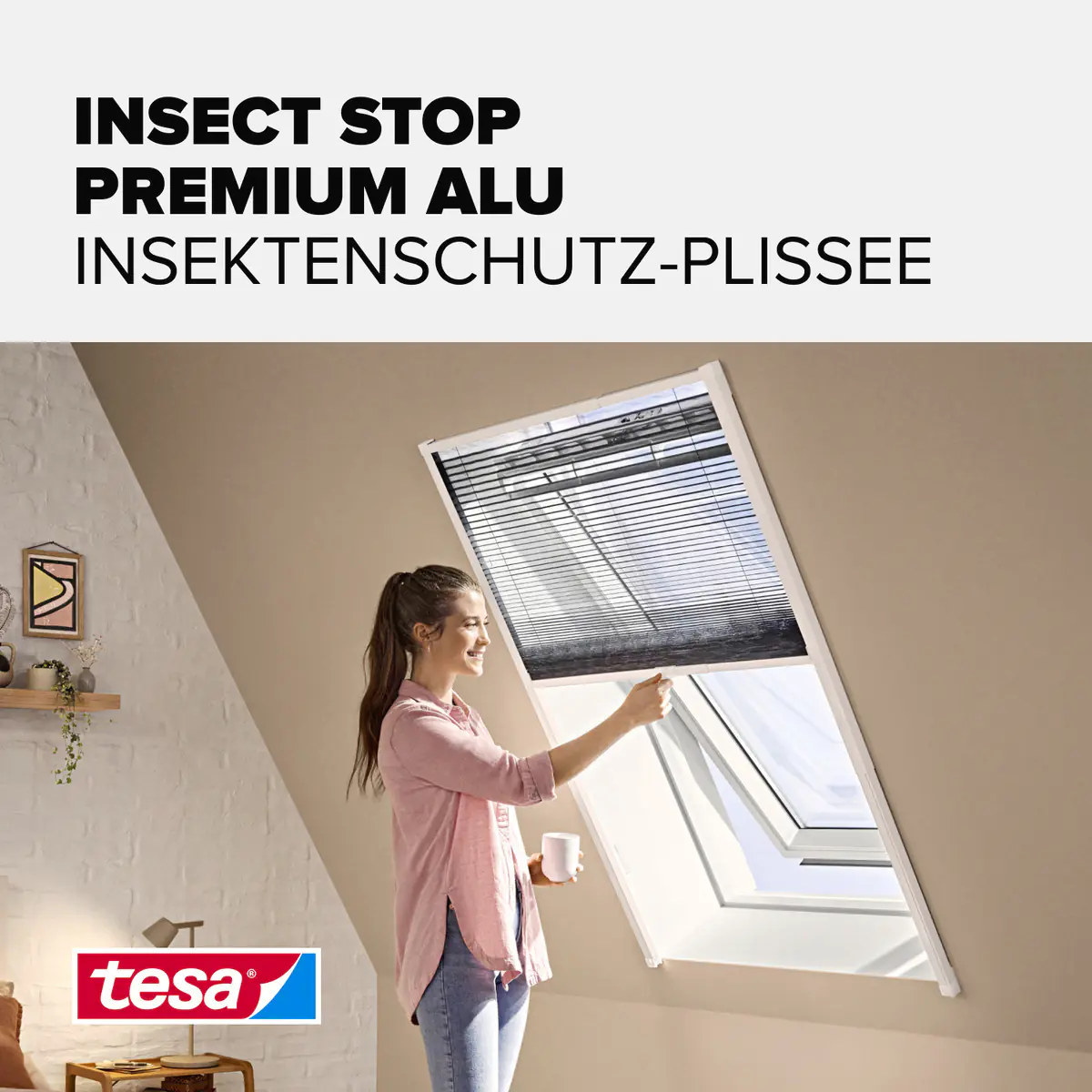 tesa Fliegengitter Alu-Dachfenster Plissee 114 x 160 cm anthrazit