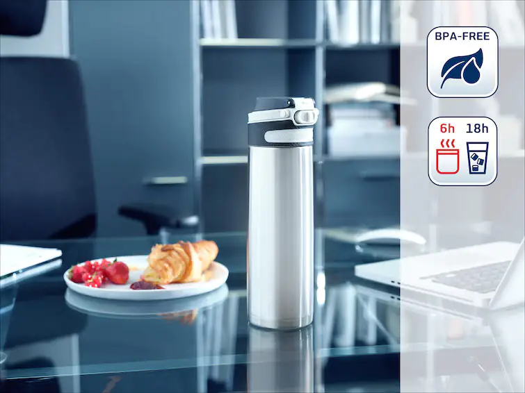 Leifheit Thermobecher Flip 600 ml silber