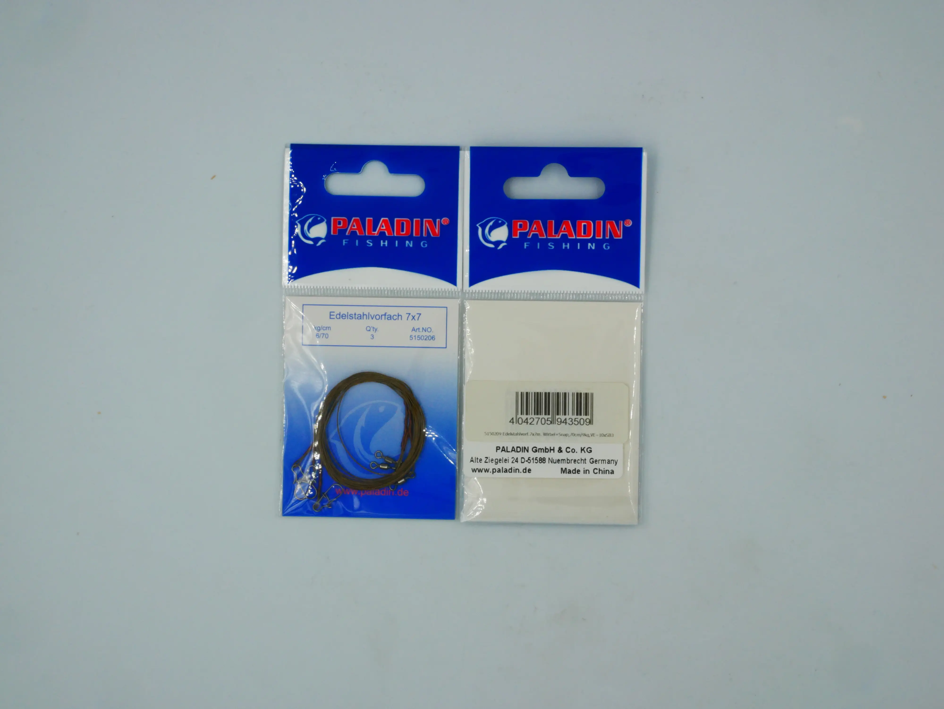 Paladin Edelstahlvorfach Wirbel+Snap Gr. 8 Tragkraft 9 kg/70cm 3 Stück