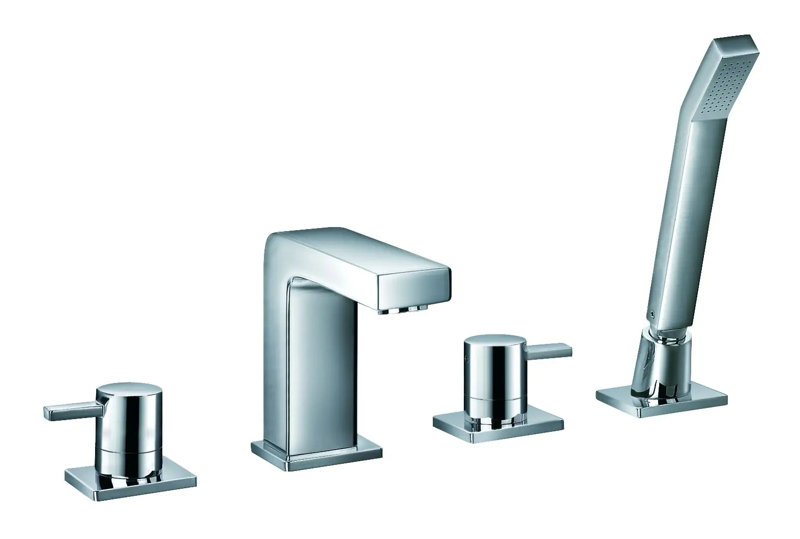 Ottofond Wannenrandarmatur 4-Loch eckig, mit Stabhandbrause Ottofond Wannenrandarmatur 4-Loch eckig, mit Stabhandbrause