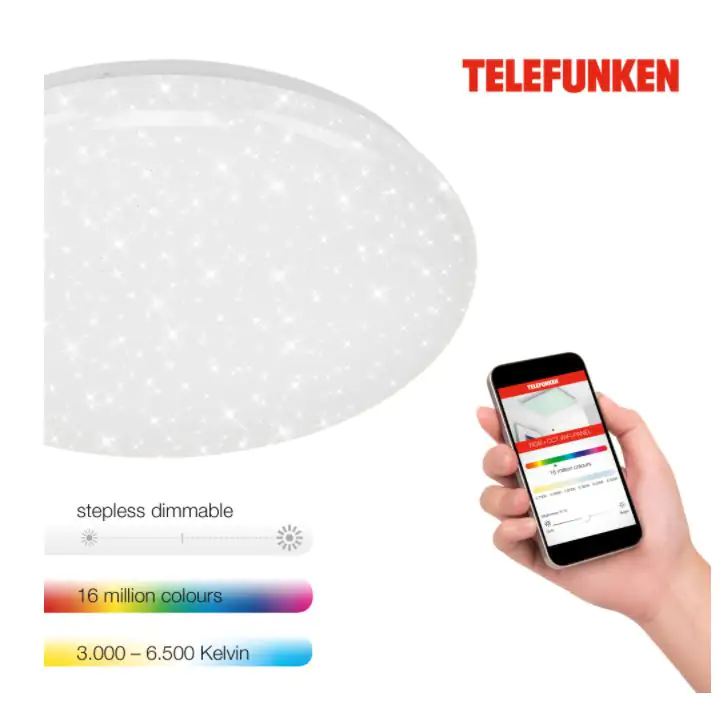 Telefunken LED Deckenleuchte Sternenhimmel Direkt Smart WiFi weiß Telefunken LED Deckenleuchte Sternenhimmel Direkt Smart WiFi weiß