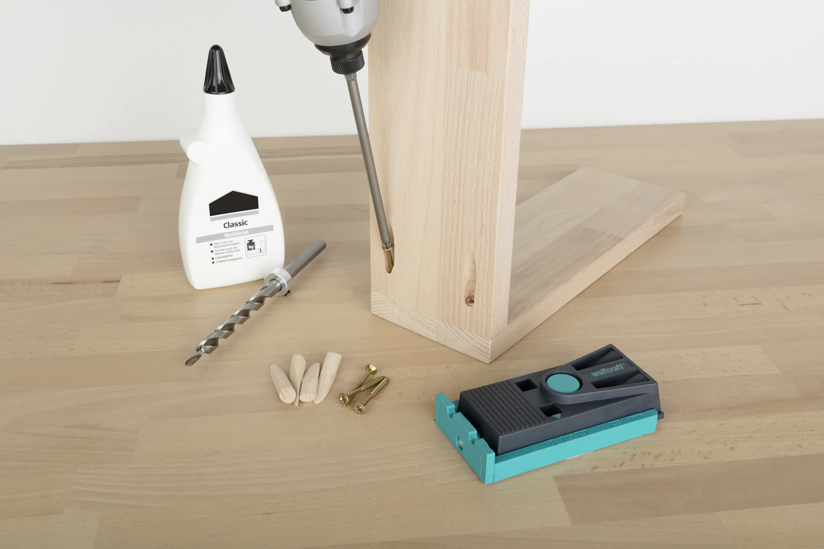 Wolfcraft Undercover Jig Bohrlehre Komplettset 54-teilig
